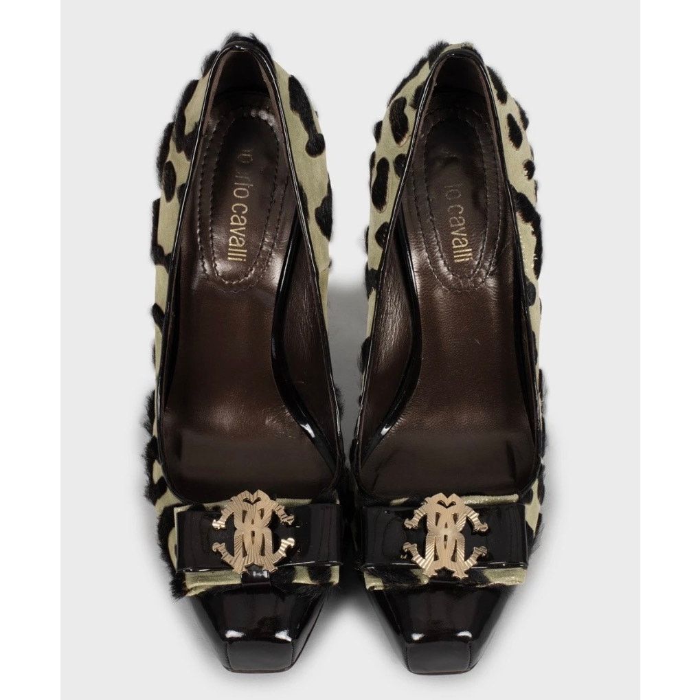 Roberto Cavalli Roberto Cavalli Green Leather Block Heel Pumps | EU 37 Size US 7 / IT 37 - 2 Thumbnail