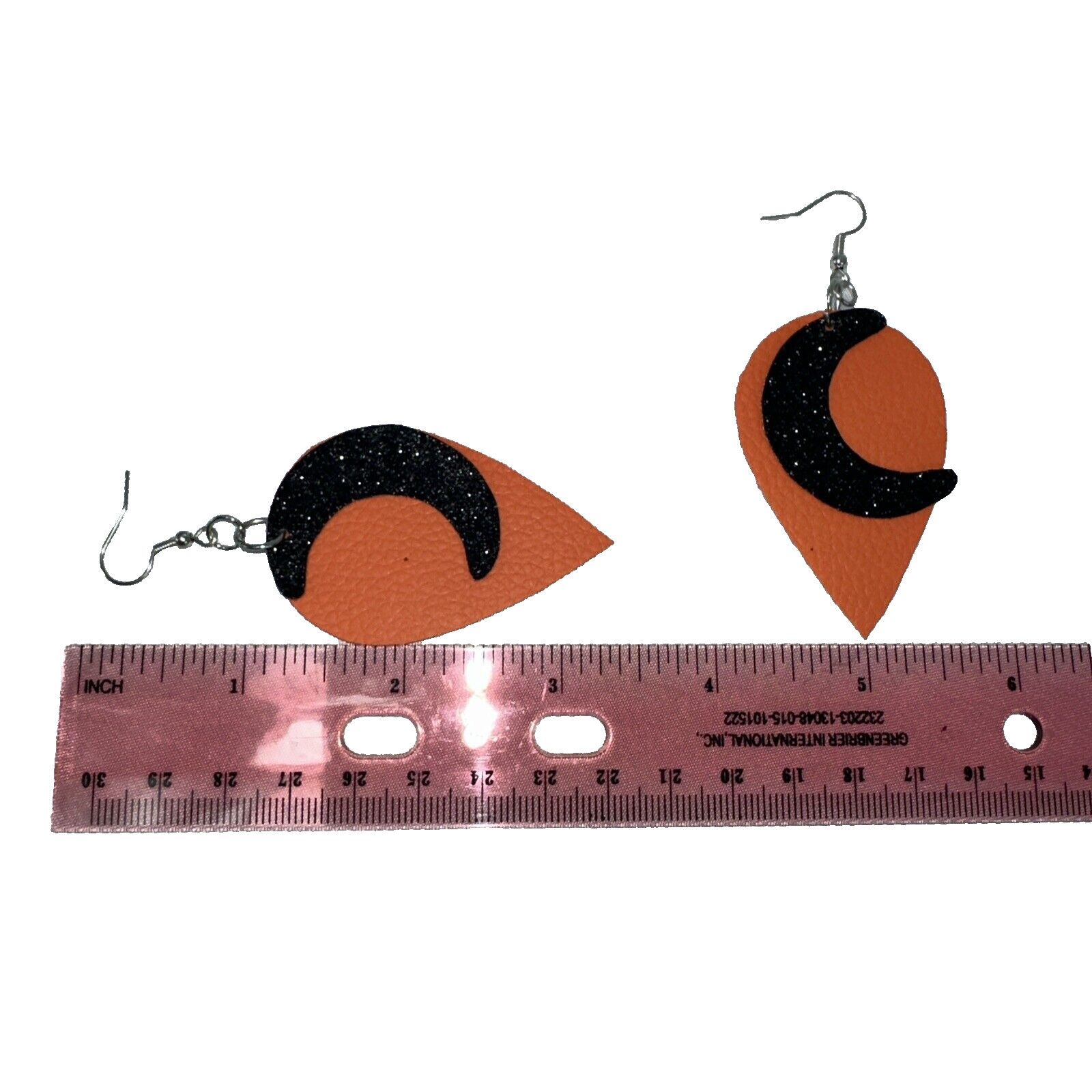 Homemade Moon Earrings Handmade by my Grandaughter Orange & Black Size ONE SIZE - 3 Thumbnail