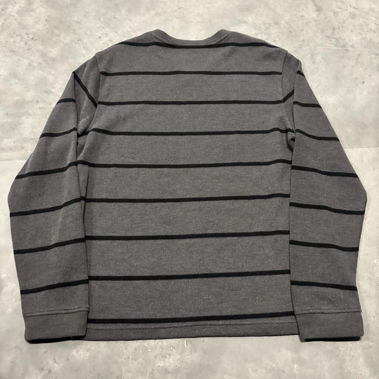 Japanese Brand × Vintage Crazy Vintage Y2K/2000s Grunge Cyber Goth Grey Striped Emo Sweater! Size US L / EU 52-54 / 3 - 5 Thumbnail