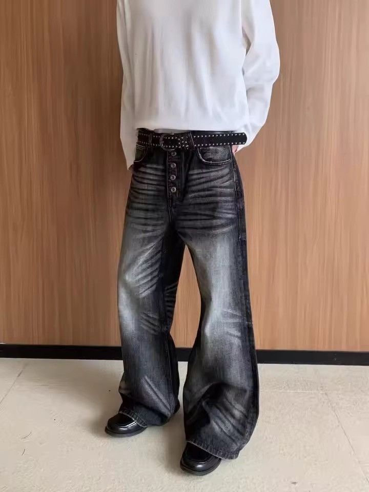 Japanese Brand Washed Baggy Wide Leg Denim Pants Streetwear Jeans Size US 30 / EU 46 - 4 Thumbnail