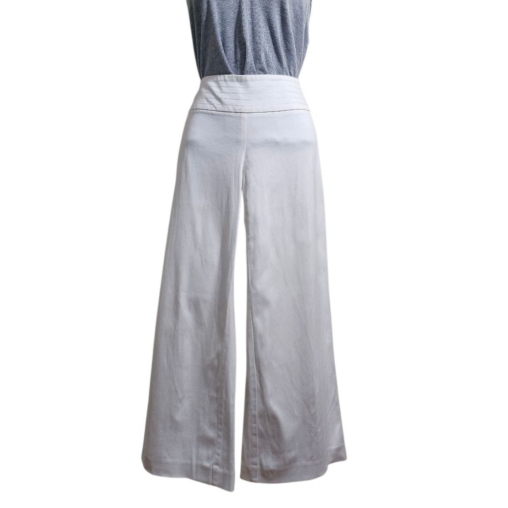Trina Turk Y2K Trina Turk White Wide Leg Crop Trousers Pants 6 Size 28" / US 6 / IT 42 - 2 Thumbnail