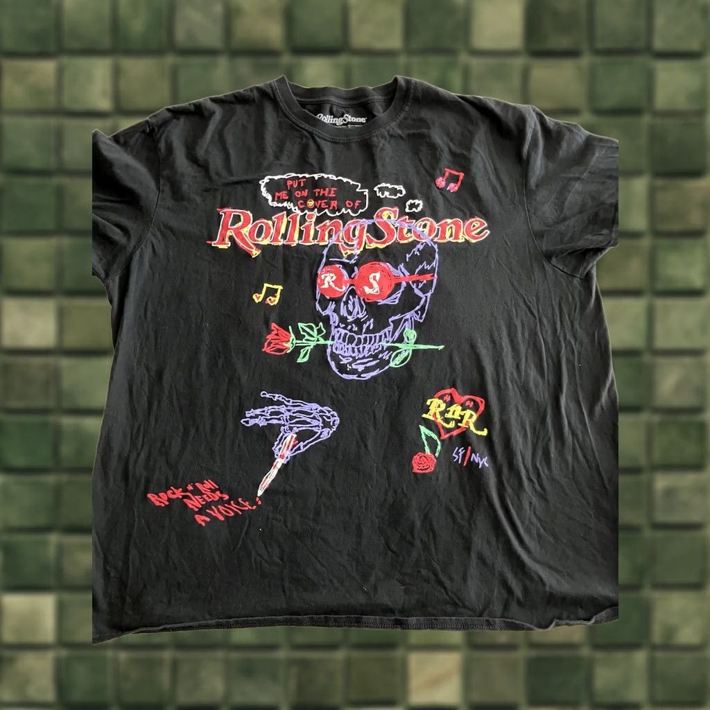 Doublet Rolling Stone Magazine Rock Music Black Double Graphic T-Shirt Large L/XL Crew Neck Short Sleeve Mens Regular Size US L / EU 52-54 / 3 - 1 Thumbnail