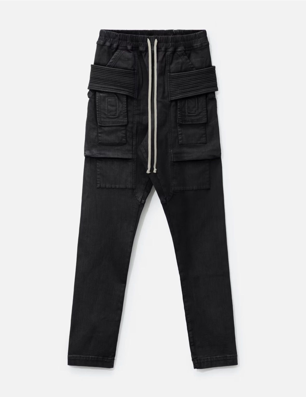 Rick Owens Drkshdw Rick Owens Drkshdw Black Wax Denim Creatch Cargo Pants Size US 30 / EU 46 - 1 Thumbnail