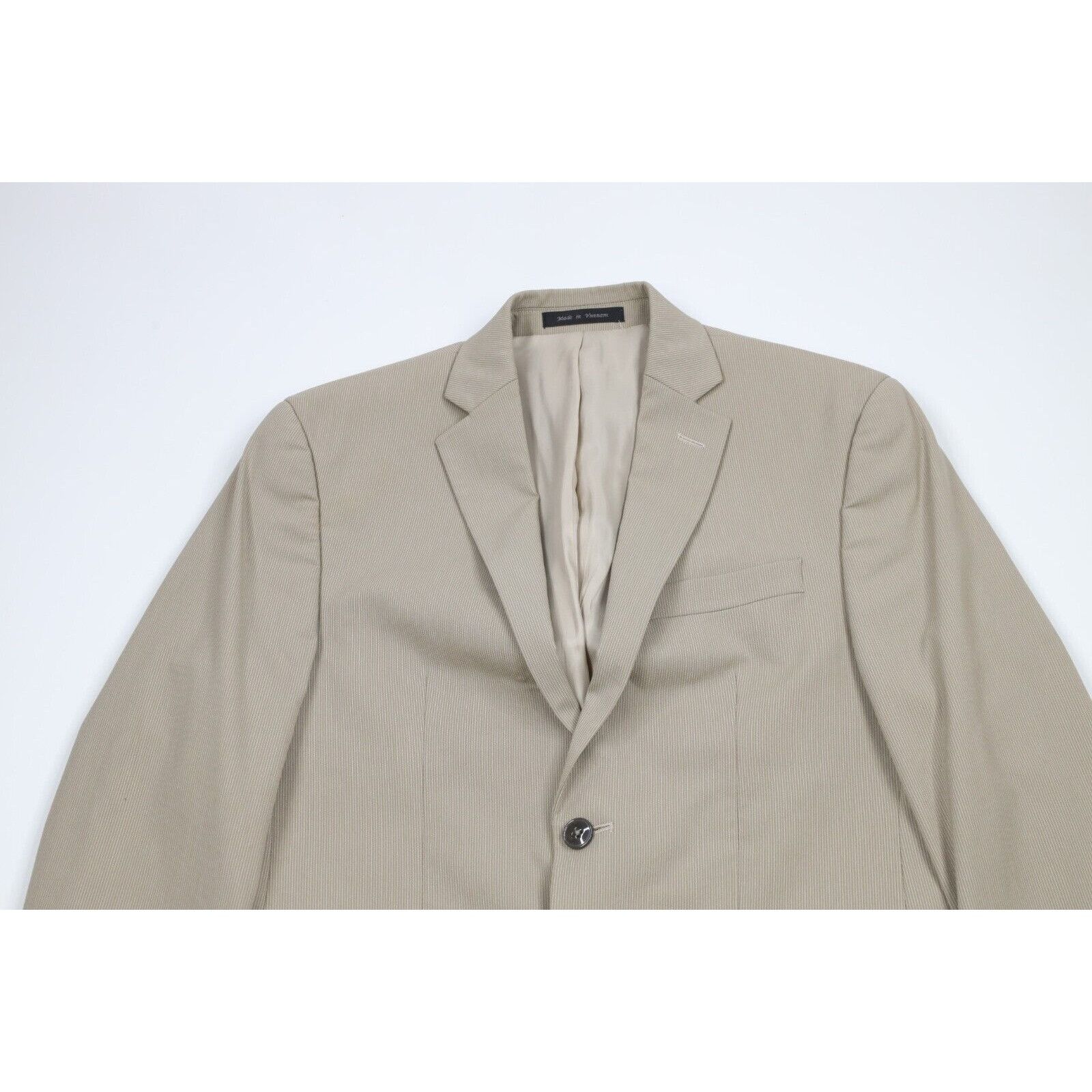 Calvin Klein Calvin Klein Pinstripe 2 Piece Suit Wedding Khaki Tan Size 36S - 3 Thumbnail