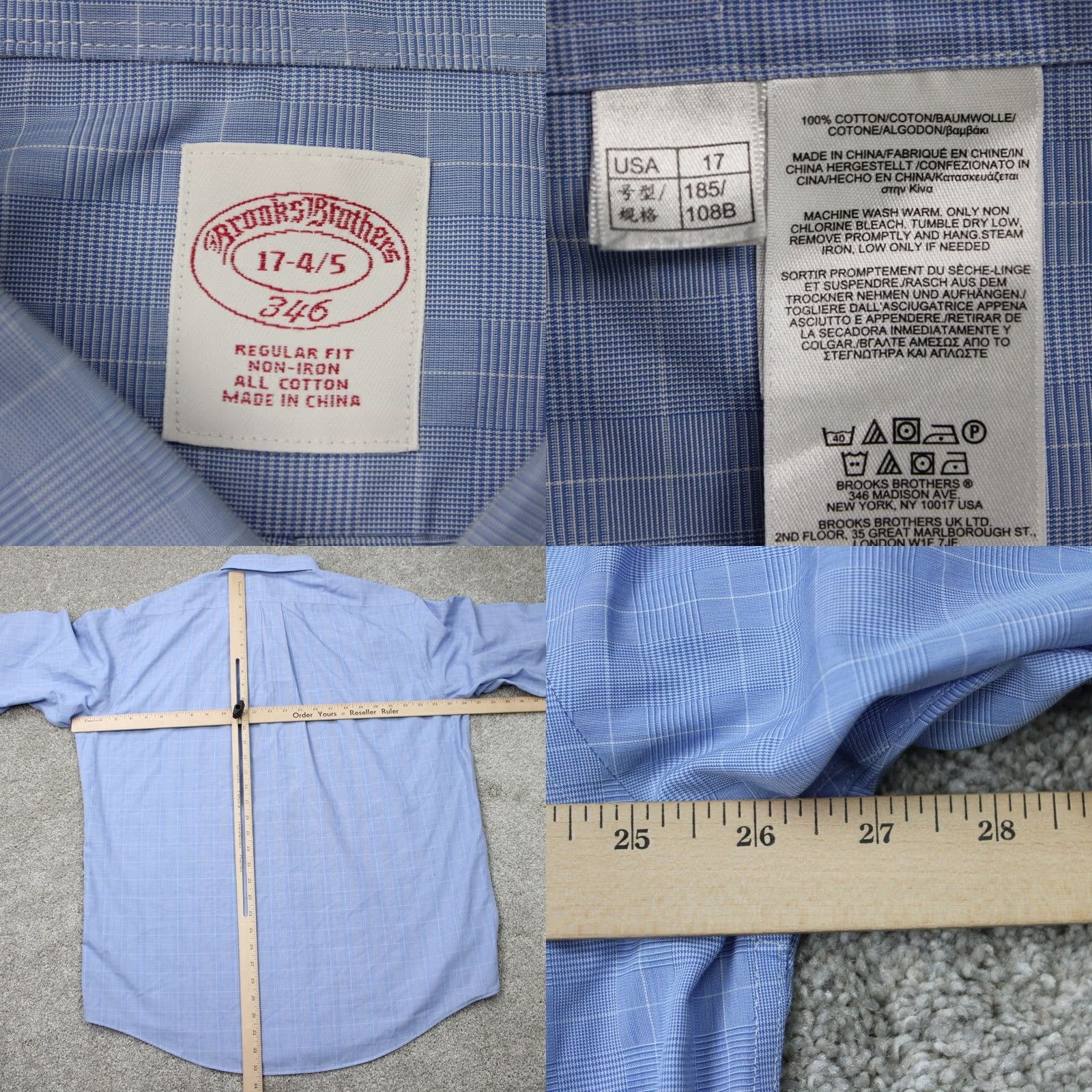 Brooks Brothers Brooks Brothers 346 Shirt Mens 17, 4/5 Blue Regular Fit Non-Iron 100% Cotton L/S Shirt Size US XL / EU 56 / 4 - 8 Thumbnail