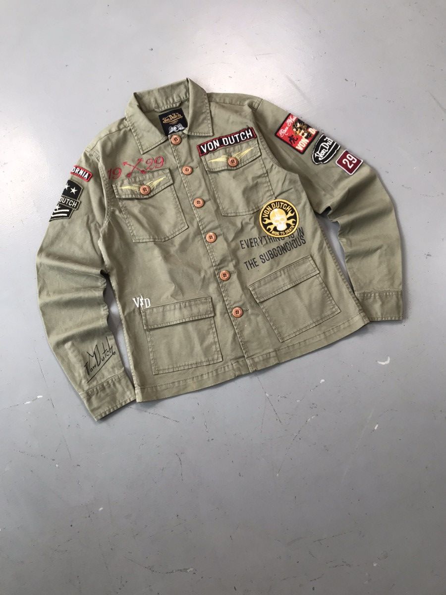 Vintage × Von Dutch Crazy Von Dutch SpellOut patchwork button up chore shirt Size US S / EU 44-46 / 1 - 2 Thumbnail