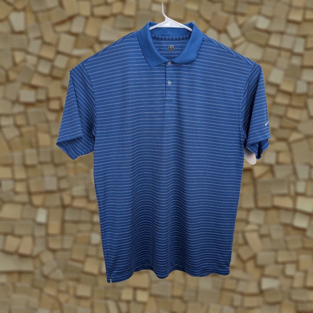 Nike NIKE GOLF Polo Shirt Short Sleeve Men XL Blue Striped Swoosh Golf Performance Moisture Wicking Breathable Embroidered Logo adidas? Size US XL / EU 56 / 4 - 1 Thumbnail