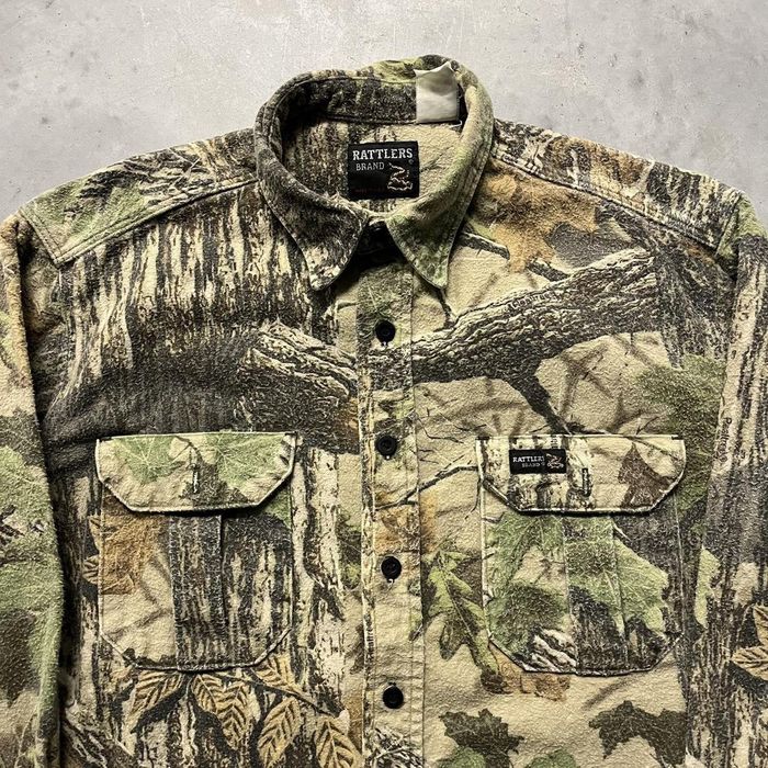 Vintage Rattlers Brand Camo Realtree Heavy Button Down Shirt Size