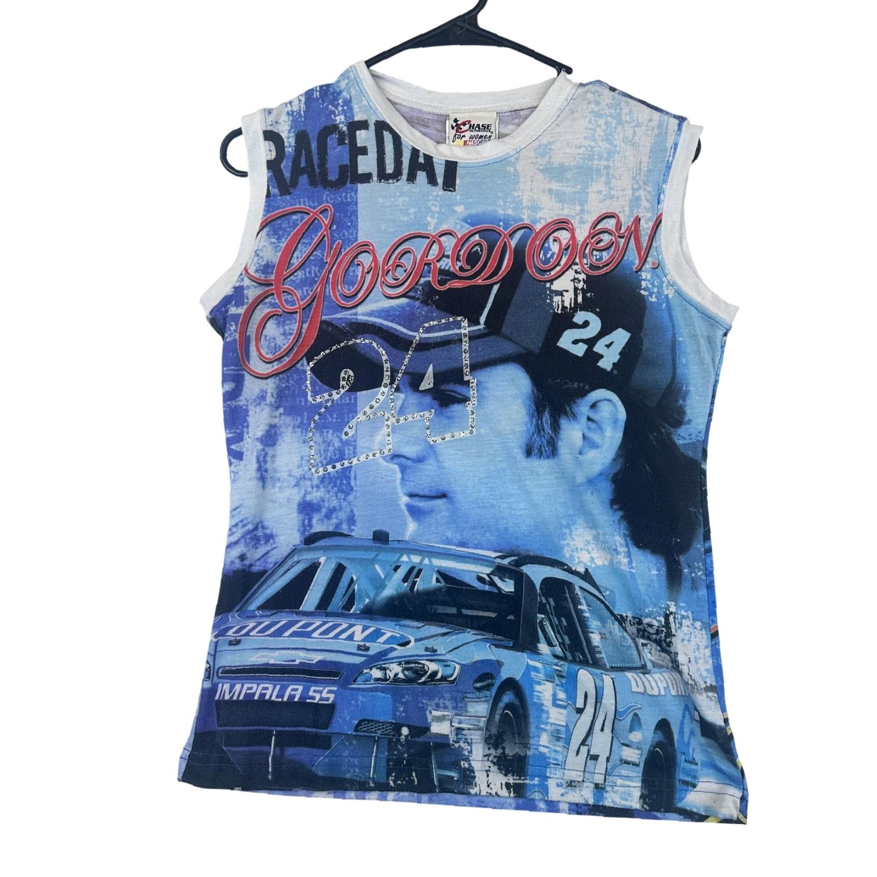 Chase Authentics Jeff Gordon NASCAR Shirt Womens Small Sleeveless Chase Authentics Race Car 24 | Tank Top | Blue | Graphic Rhinestone | Jersey | Sports Size S / US 4 / IT 40 - 2 Thumbnail