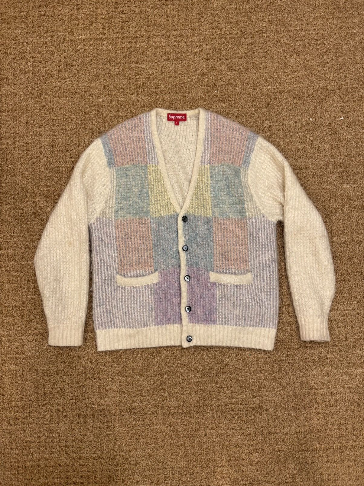 Supreme Supreme Brushed Grid Cardigan Size US S / EU 44-46 / 1 - 2 Thumbnail