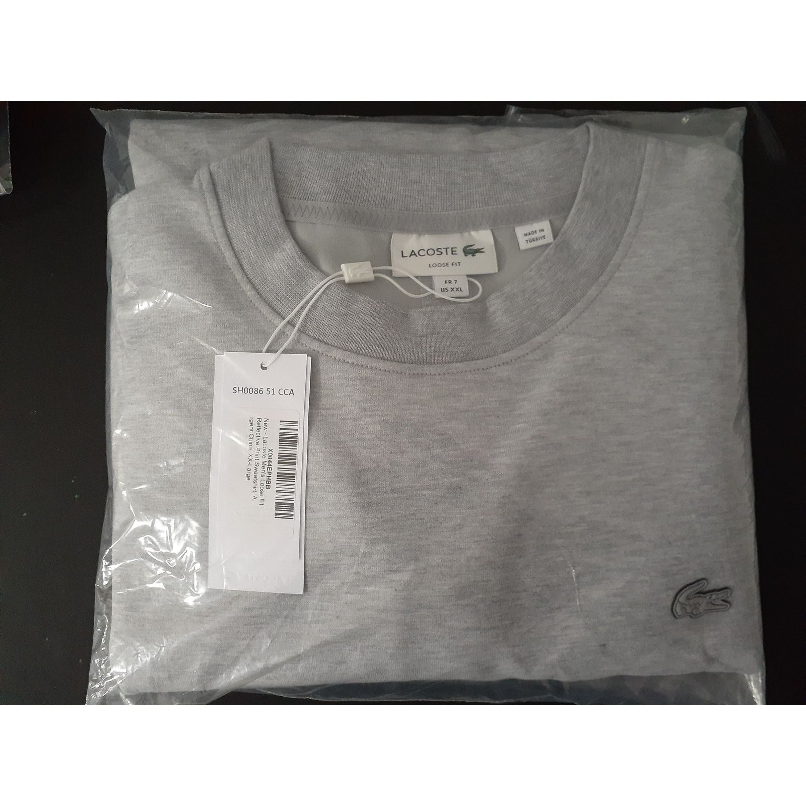 Lacoste Lacoste Men's Loose Fit Reflective Print Sweatshirt Gray 2XL Size US XXL / EU 58 / 5 - 2 Thumbnail