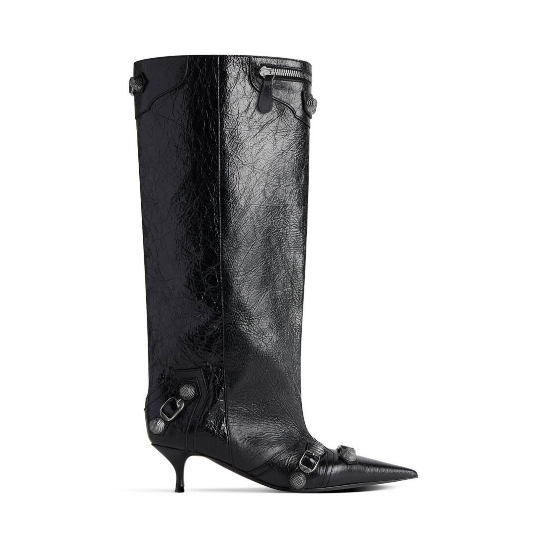 Balenciaga o1srvl11e1025 Cagole Wide Boots in Black Size US 7 / IT 37 - 1 Thumbnail