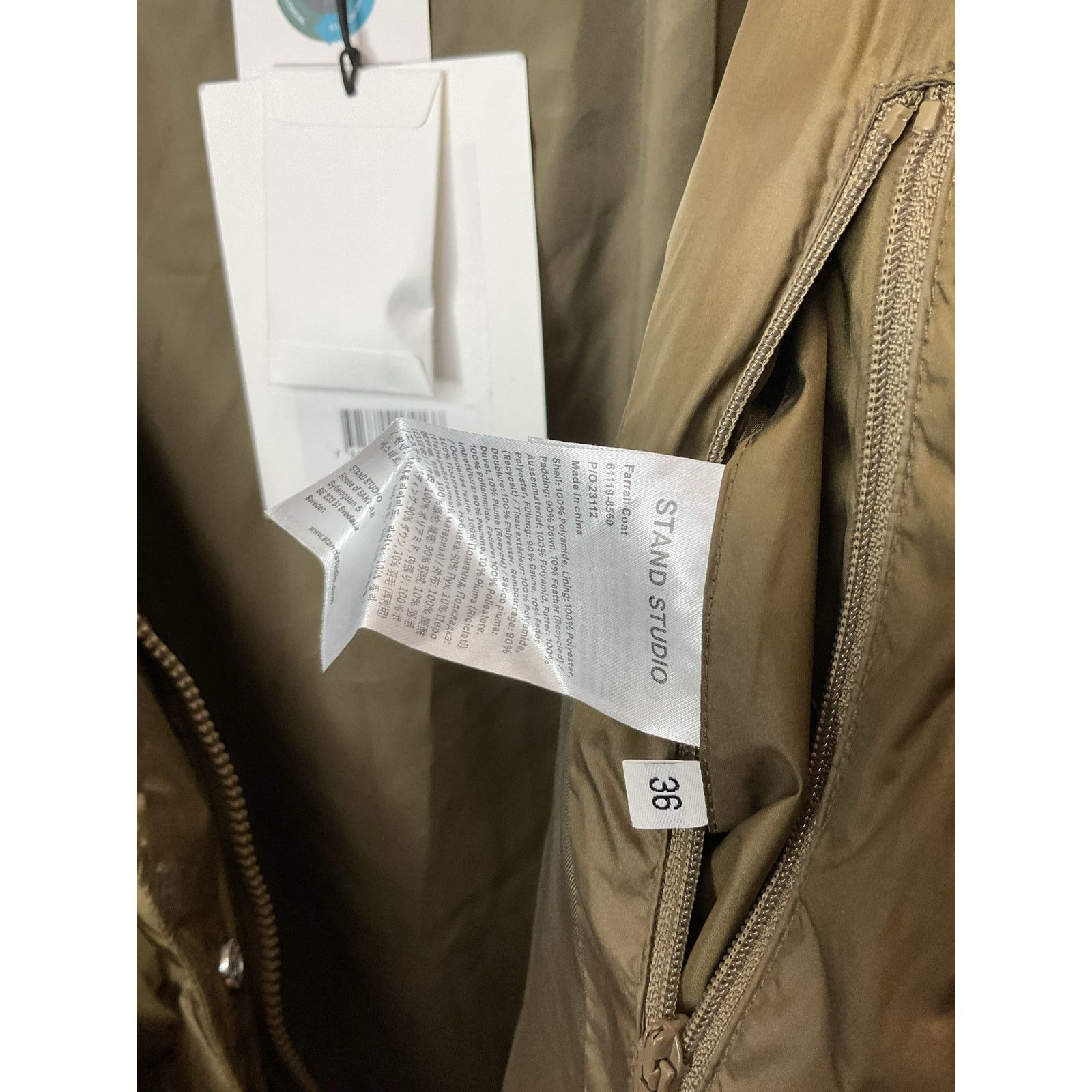 STAND STUDIO Stand Studio NWT Farrah Coat Khaki Green Puffer Women’s Sz M Size M / US 6-8 / IT 42-44 - 7 Thumbnail