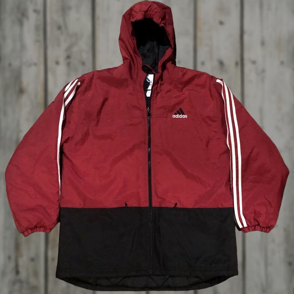 Adidas VINTAGE Adidas Embroidered Trefoil Full Zip Jacket Coat L Red Quilt Lined Mens Jacket Size US L / EU 52-54 / 3 - 1 Thumbnail