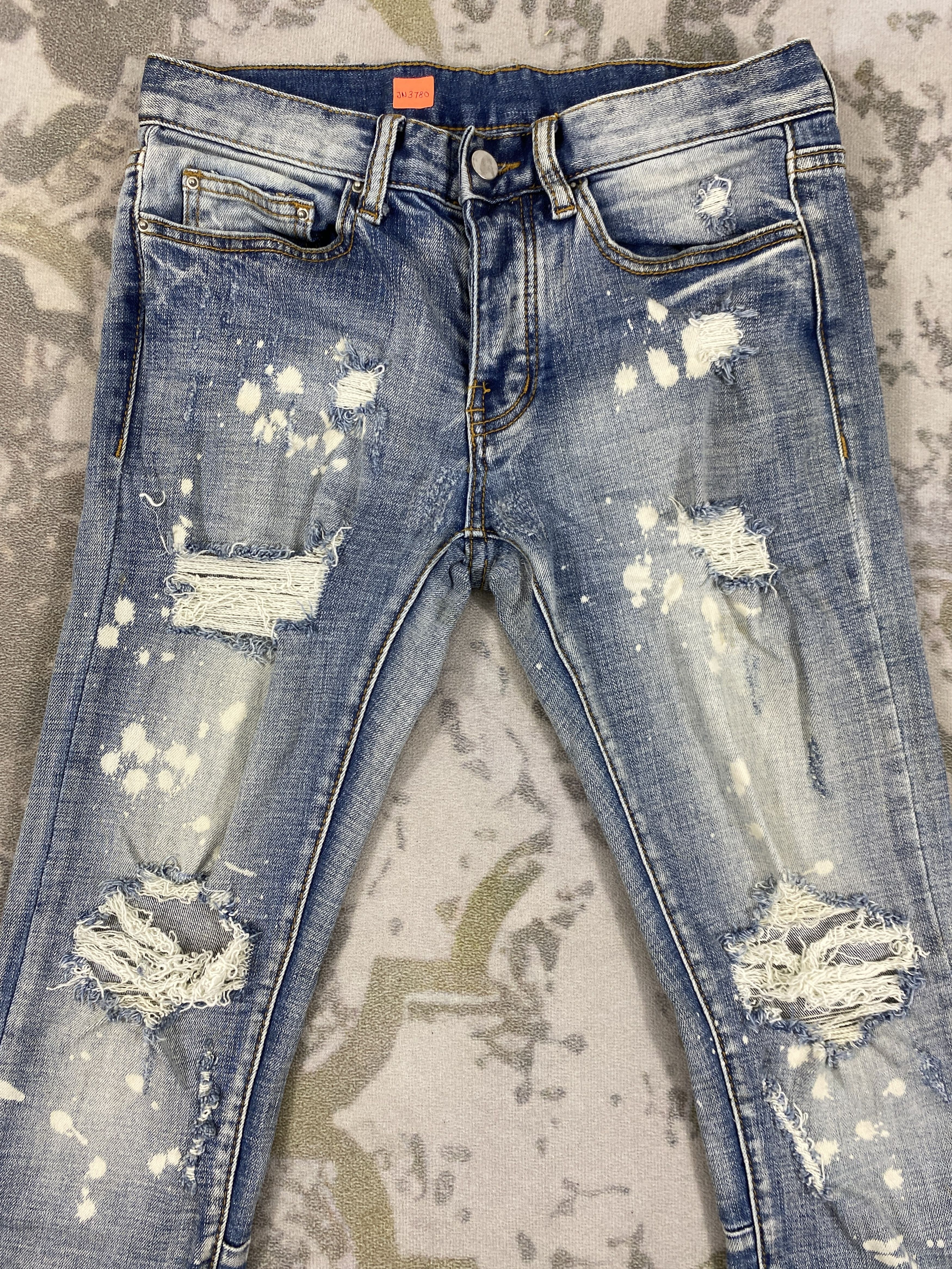 MNML Distressed Blue Vintage MNML Jeans 29x31 Denim- JN3780 Size US 29 - 3 Thumbnail