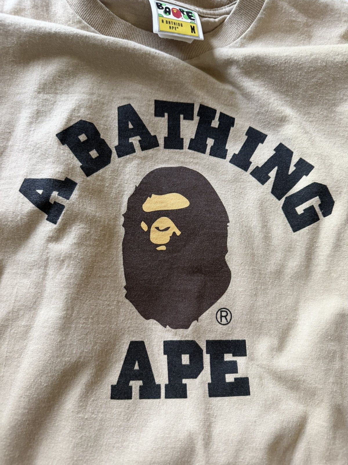 Bape Bape college tee tan Size US M / EU 48-50 / 2 - 3 Thumbnail