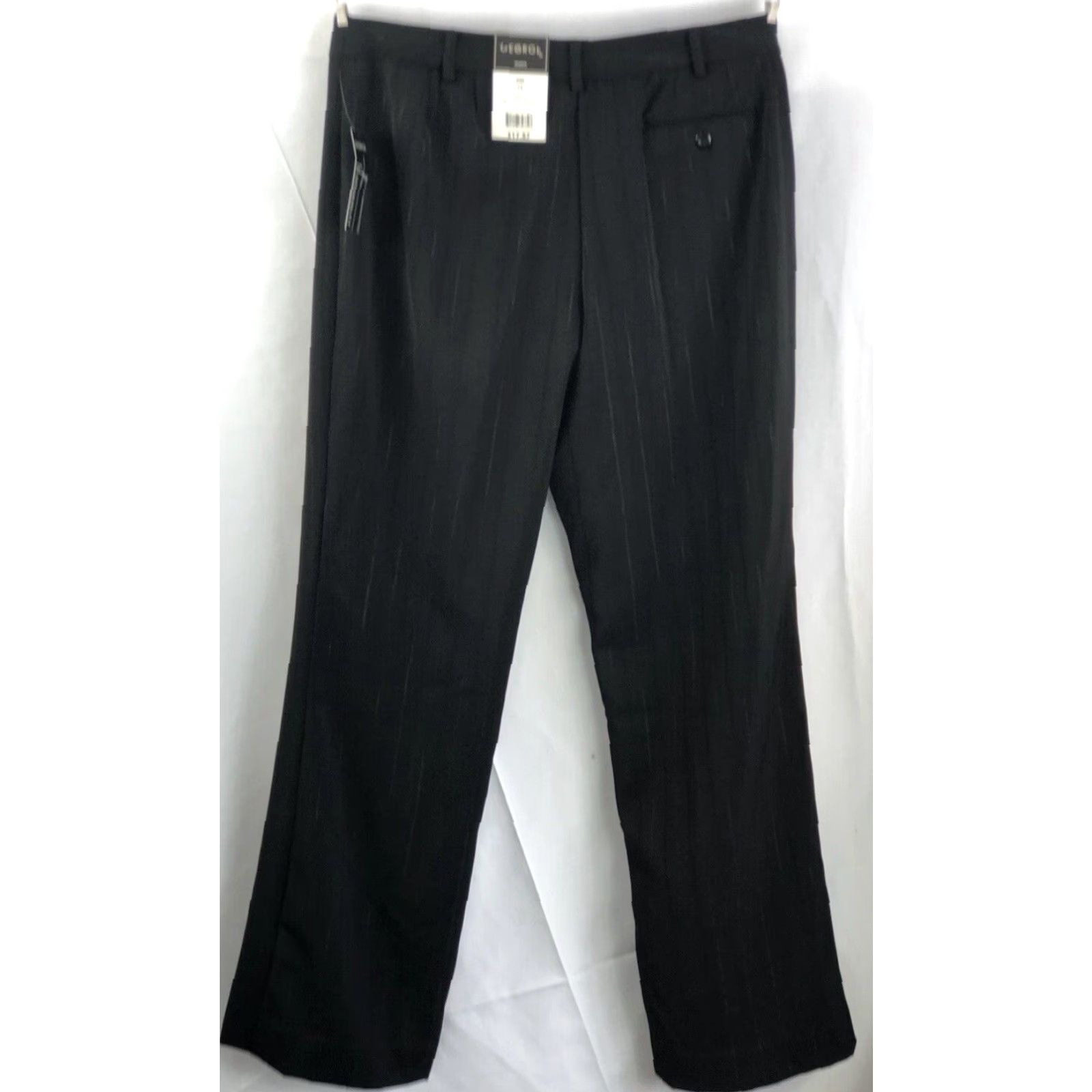 George George Dress Pants/Slacks 12 Blk Stripe 32W 31IN Modern Fit Career Work Pants Womens Size 34" / US 12 / IT 48 - 2 Thumbnail