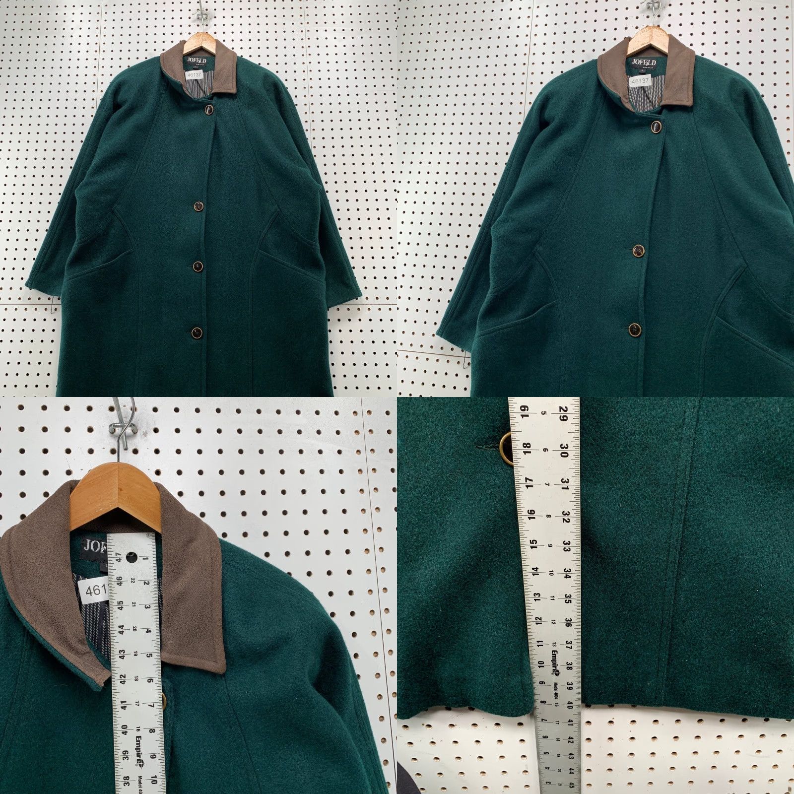Vintage VINTAGE Joffeld Wool Coat Women L Green Leather Collar Duck Lining USA Union Coat Size L / US 10 / IT 46 - 8 Thumbnail