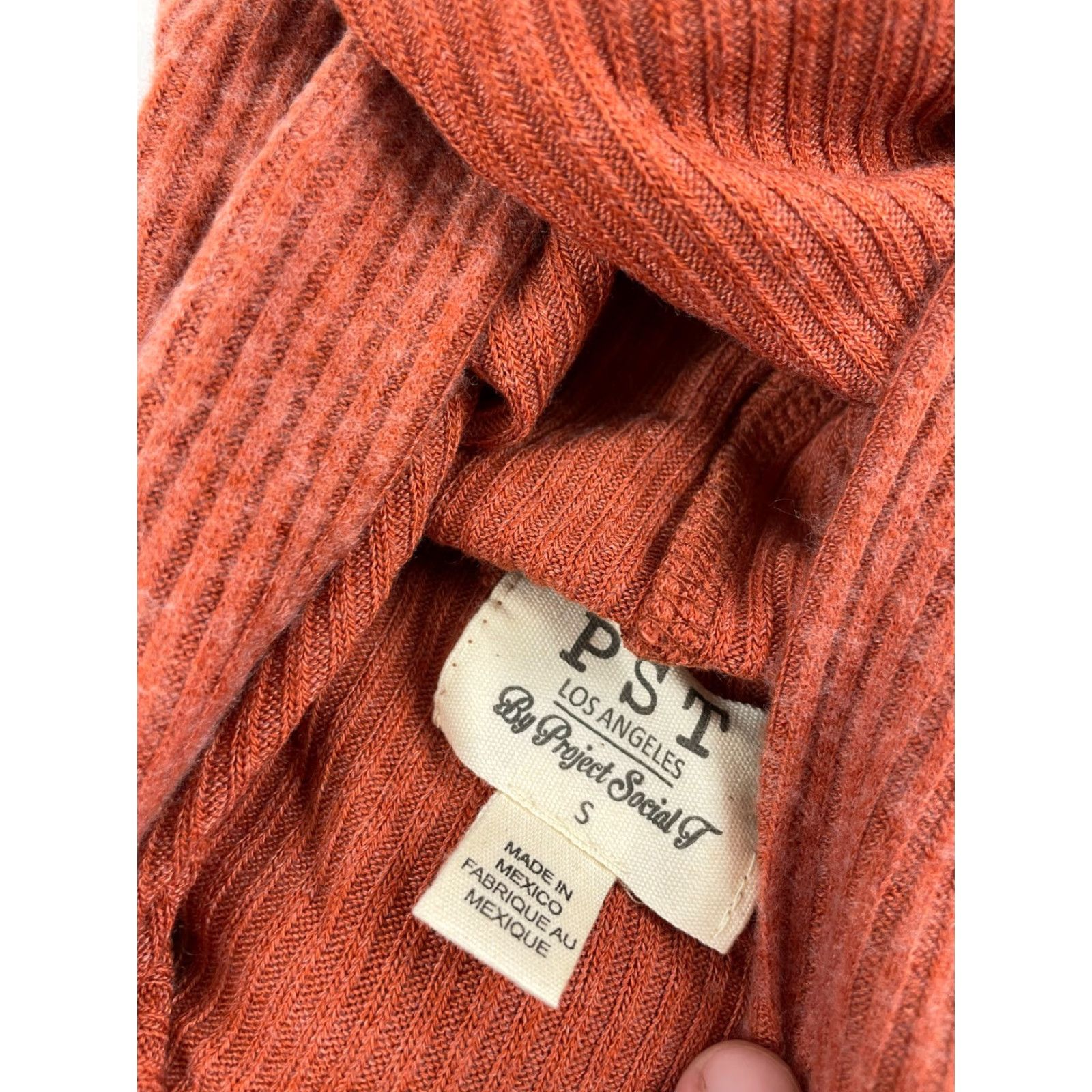 Vintage Project Social T Sweater Women Size Small Rust Orange Hooded Ribbed Soft NWT Size S / US 4 / IT 40 - 6 Thumbnail