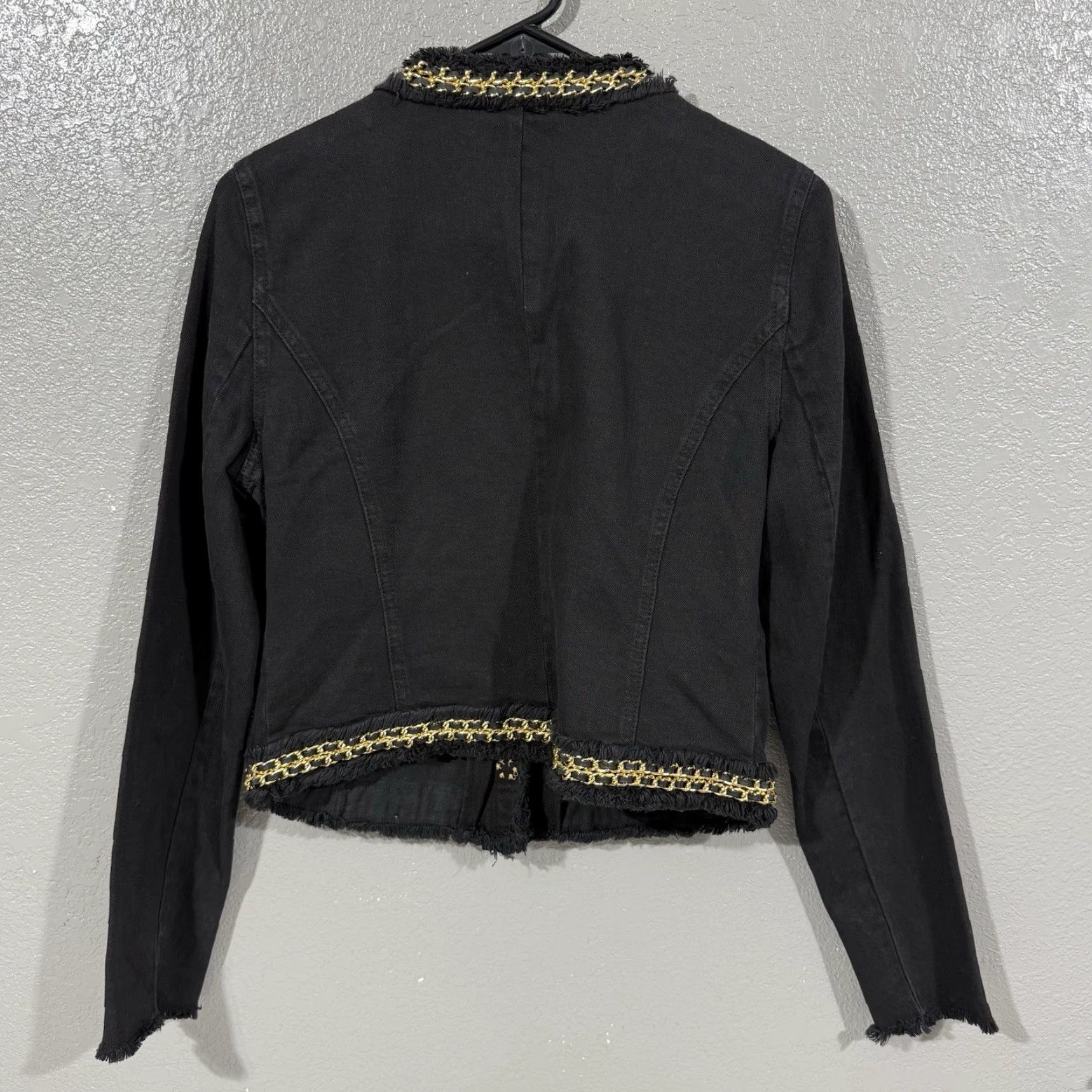 Michael Kors Michael Kors Jacket Blazer Womens 8 Black Denim Chain Fringe Short Casual Designer Classic Full Zip? Snap Size 30" / US 8 / IT 44 - 6 Thumbnail