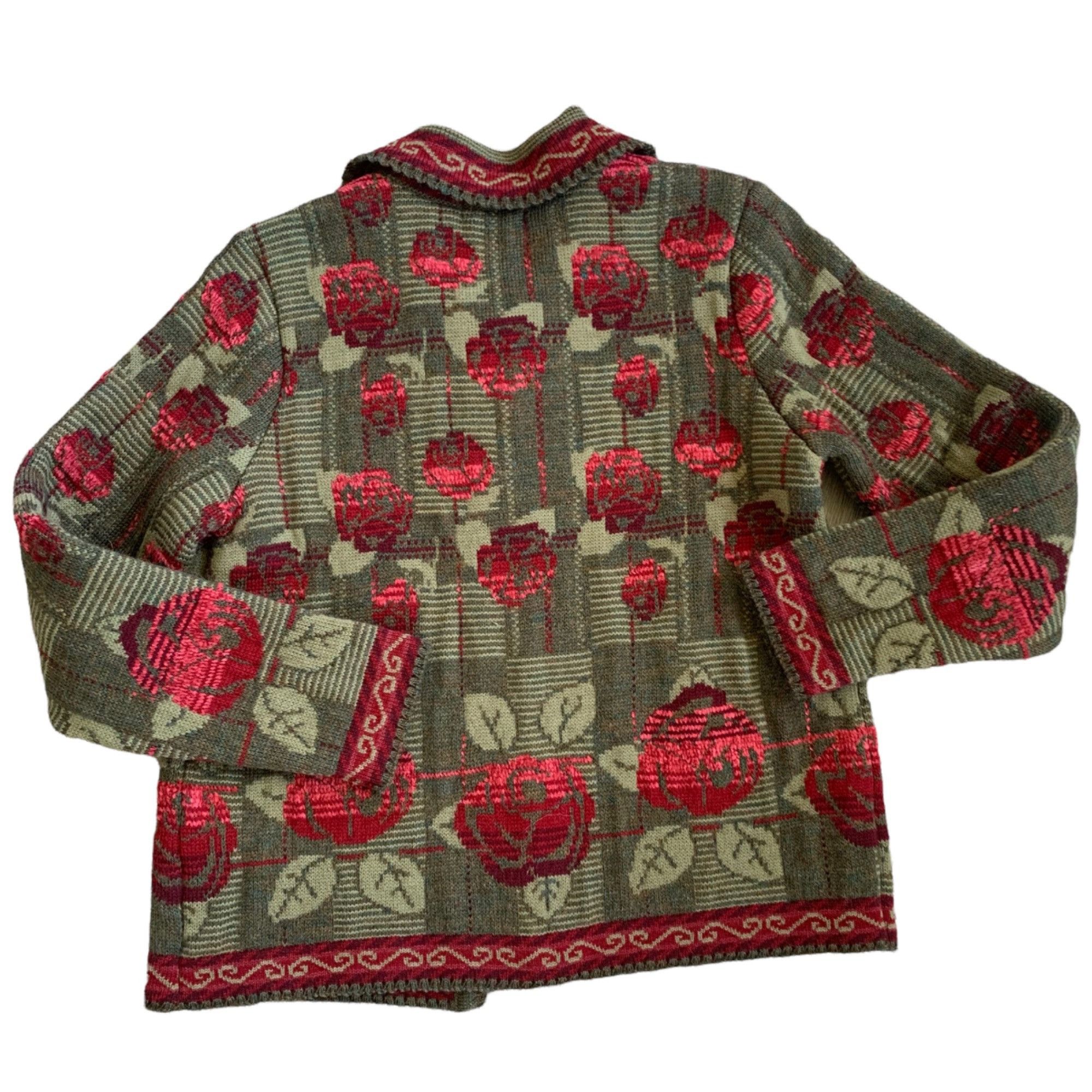Vintage Vintage Cherry Lewis Floral Chunky Knit Wool Sweater Cardiga Size M / US 6-8 / IT 42-44 - 7 Thumbnail
