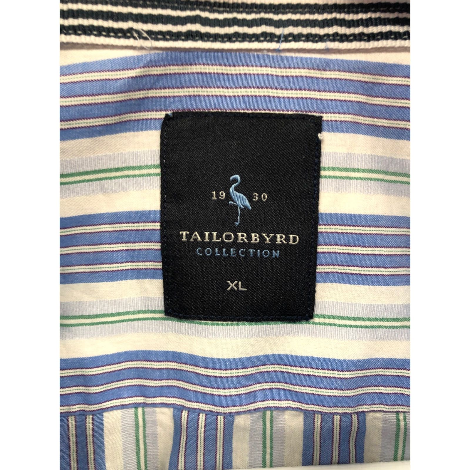 Tailorbyrd TAILORBYRD Shirt XL Mens Blue Striped Button-Down Long Sleeve Collar Button Up Holiday? Size US XL / EU 56 / 4 - 7 Thumbnail
