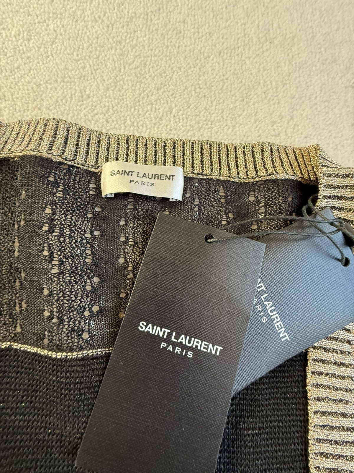 Saint Laurent Paris $1.3k FW19 Saint Laurent metallic gold v neck sweater XL Size US XL / EU 56 / 4 - 21 Thumbnail