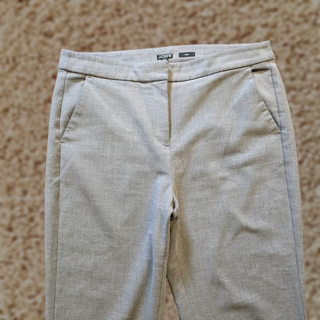 J.Crew J.CREW Pants Women 12 Gray Kate Cotton Blend Taper Flat Front Career Casual Dress Pants Women XS-? Size 34" / US 12 / IT 48 - 1 Thumbnail