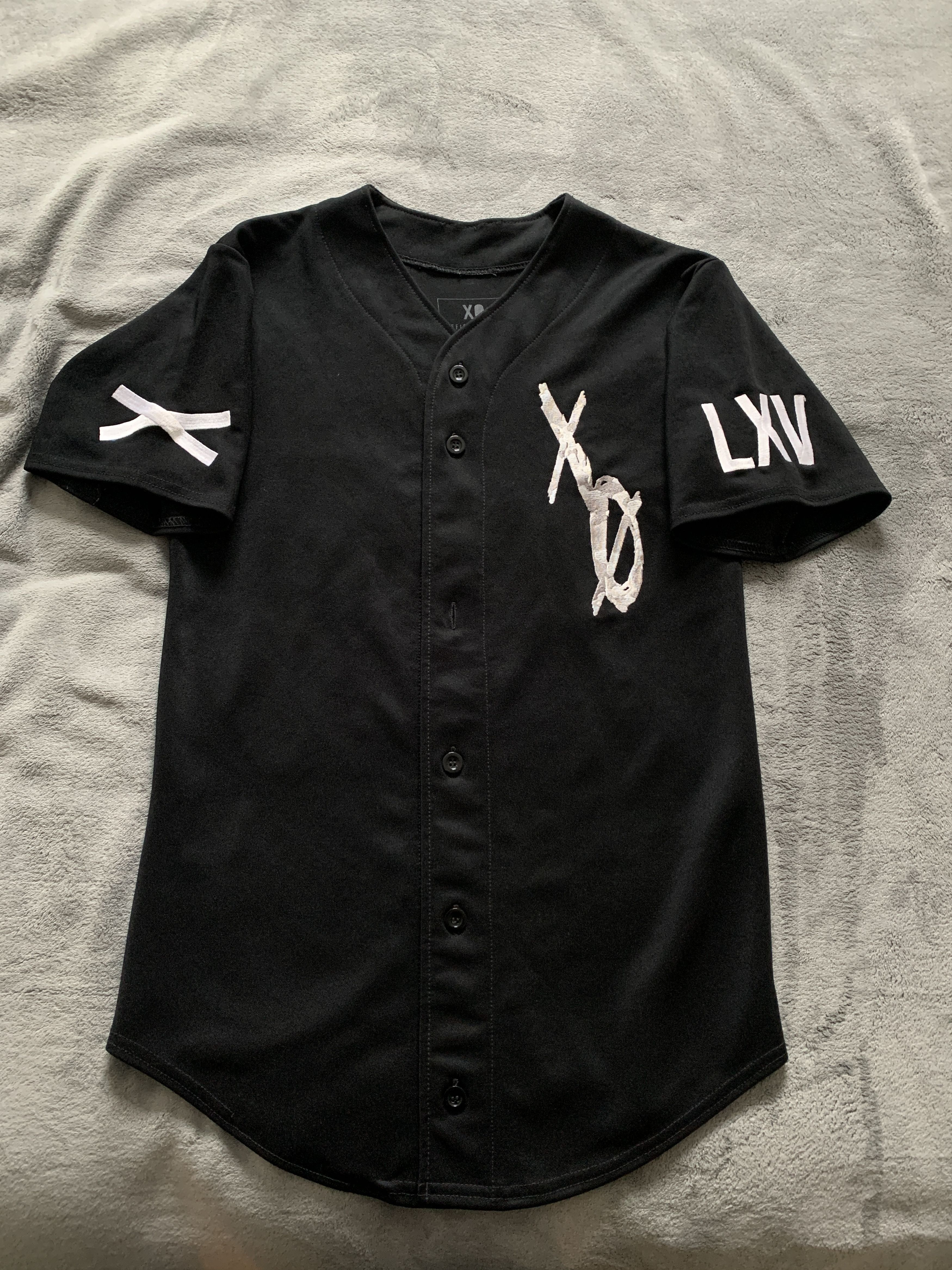 image of The Weeknd Official Issue Xo Baseball Jersey in Black, Men's (Size Small)