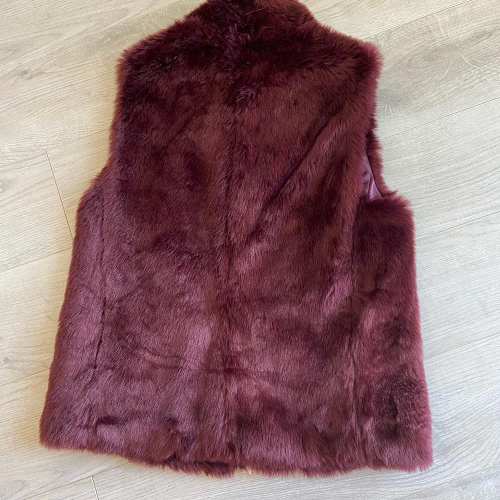 Designer J Crew Burgundy Faux Fur Vest Size S / US 4 / IT 40 - 4 Thumbnail
