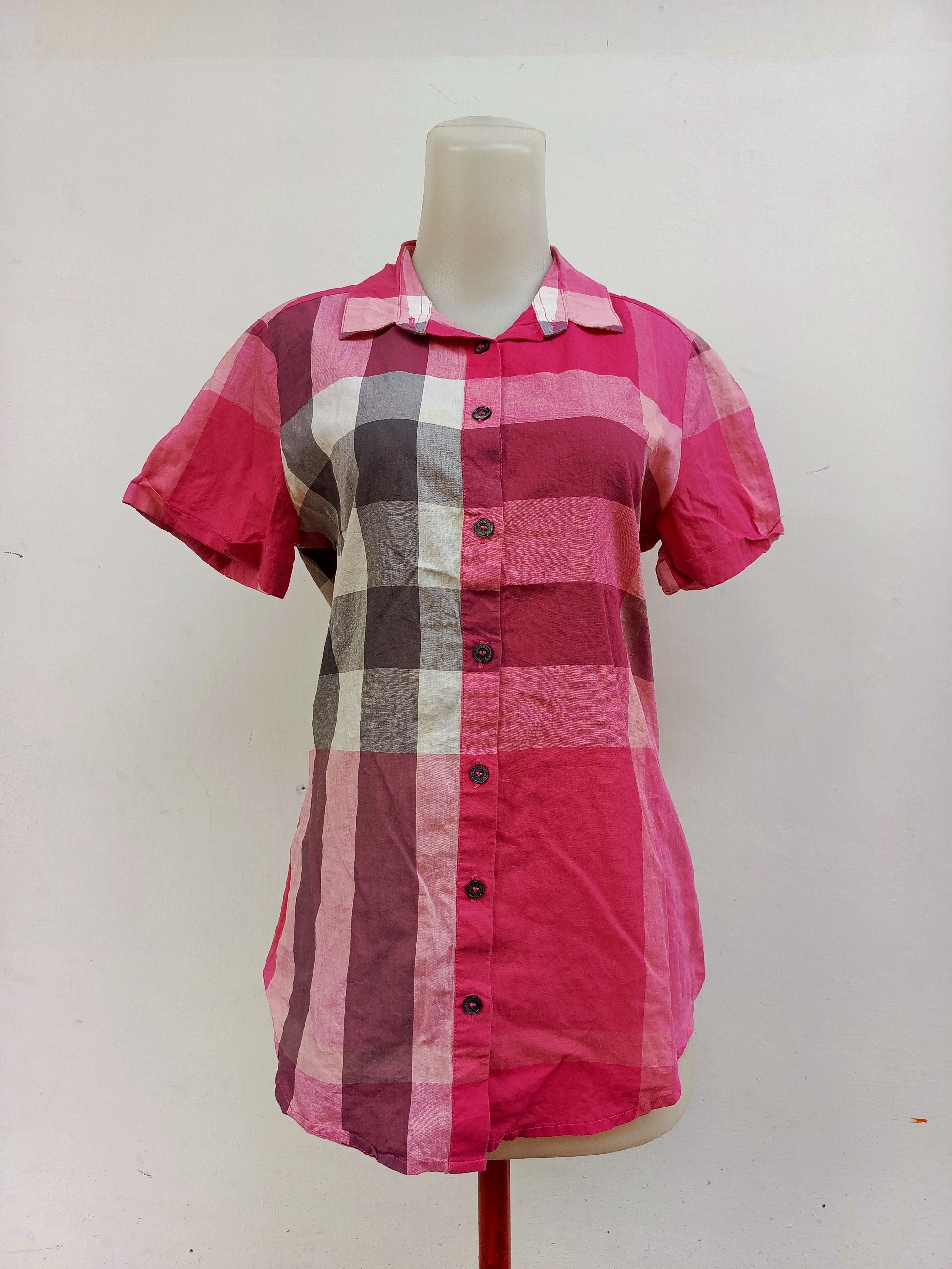 Burberry Burberry Brit Nova Check Short Sleeve Shirt – Women Size S / US 4 / IT 40 - 1 Thumbnail