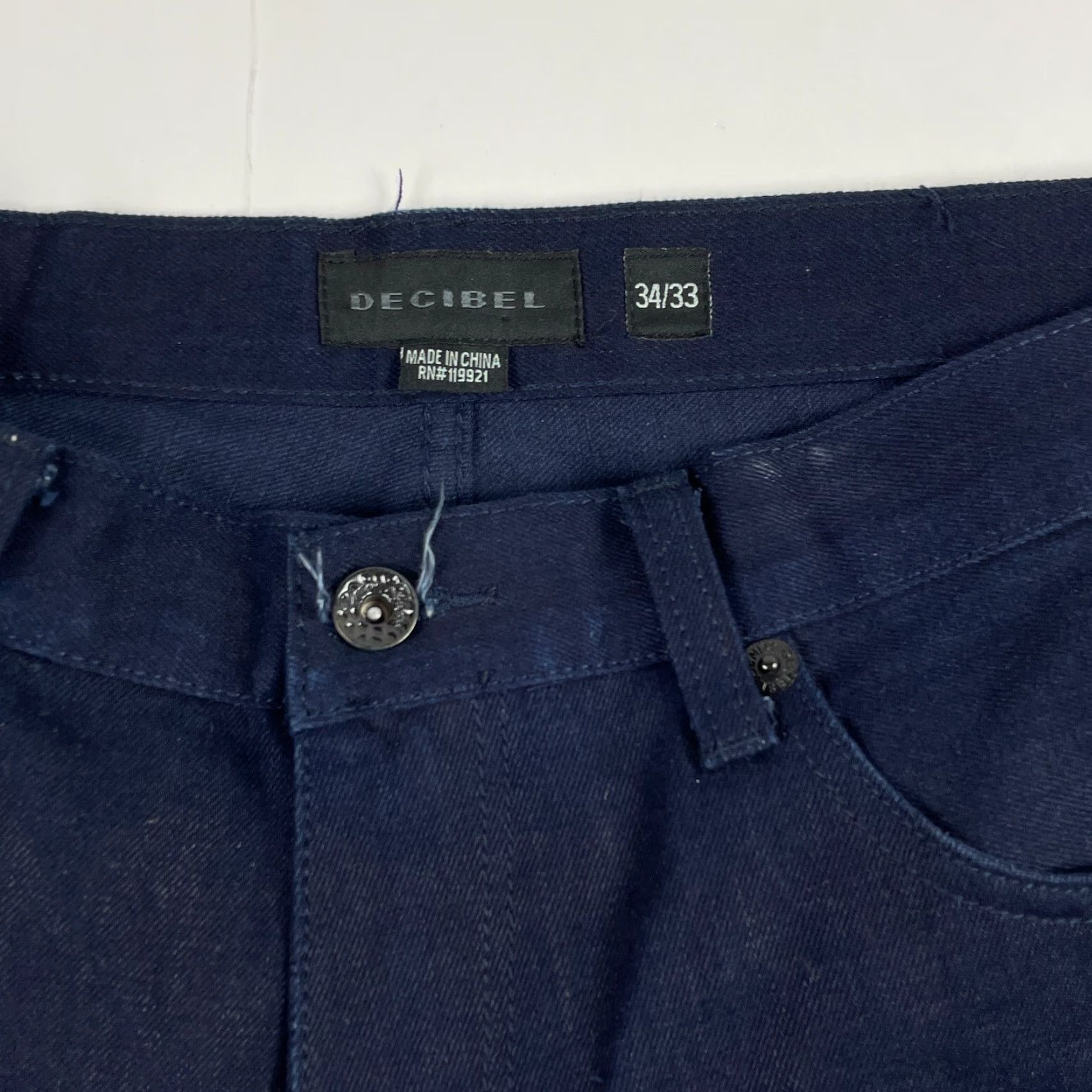 Denime Decibel Jeans Mens 34 x 33 Blue Tapered Leg Dark Wash Raw Denim Patches Biker Jeans Mens Regular Slim Story? Size US 34 / EU 50 - 6 Thumbnail