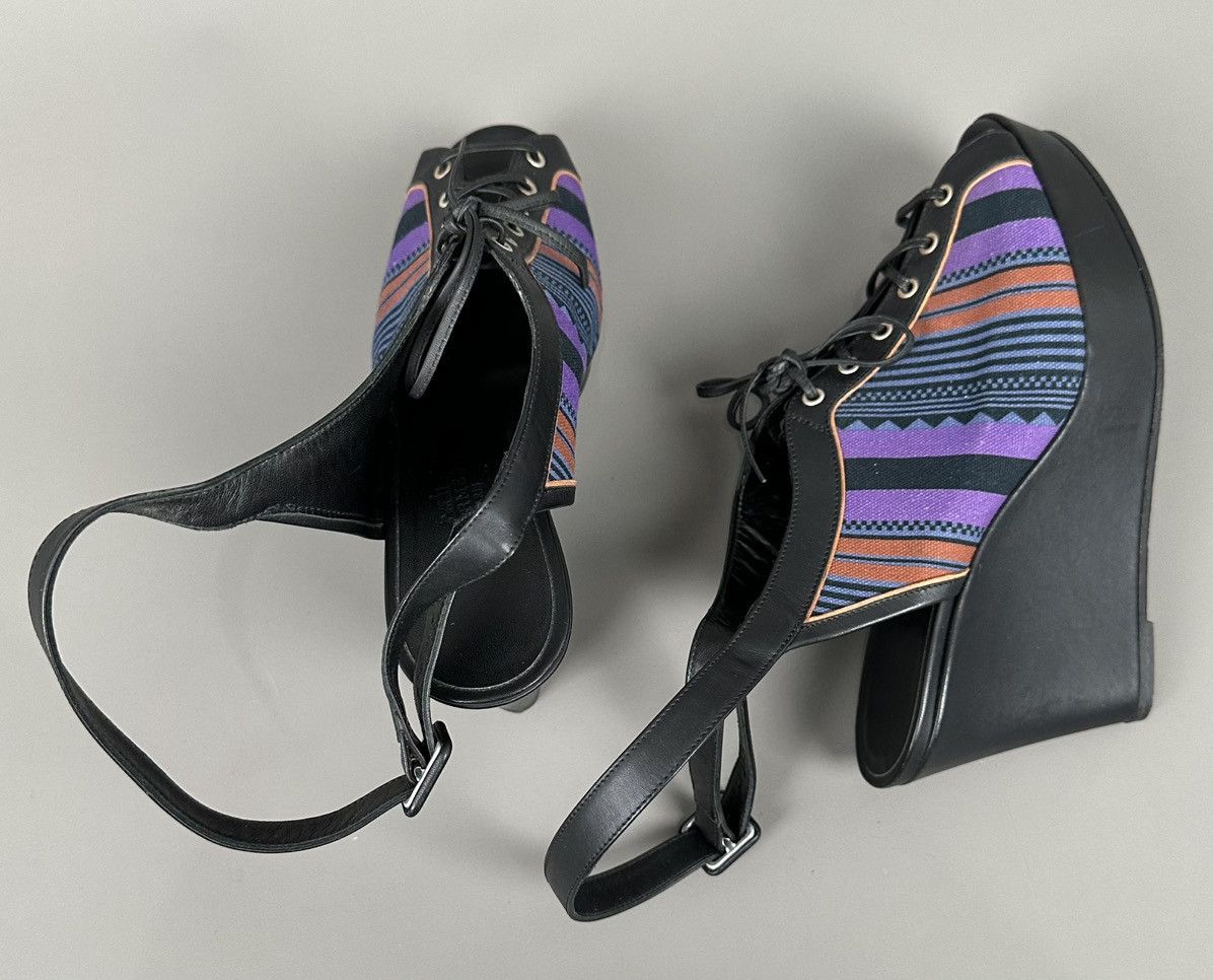 Hermes Hermes - Toile Aztec Pattern Galla Laced-Up Heel Multicolor Size US 7 / IT 37 - 6 Thumbnail