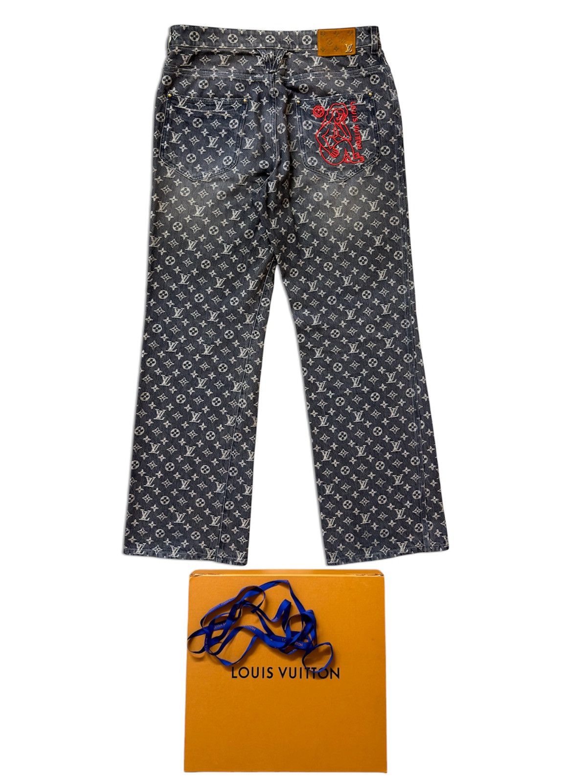 Louis Vuitton Louis Vuitton 34 Distressed Black Monogram Denim Jeans Size US 34 / EU 50 - 1 Thumbnail