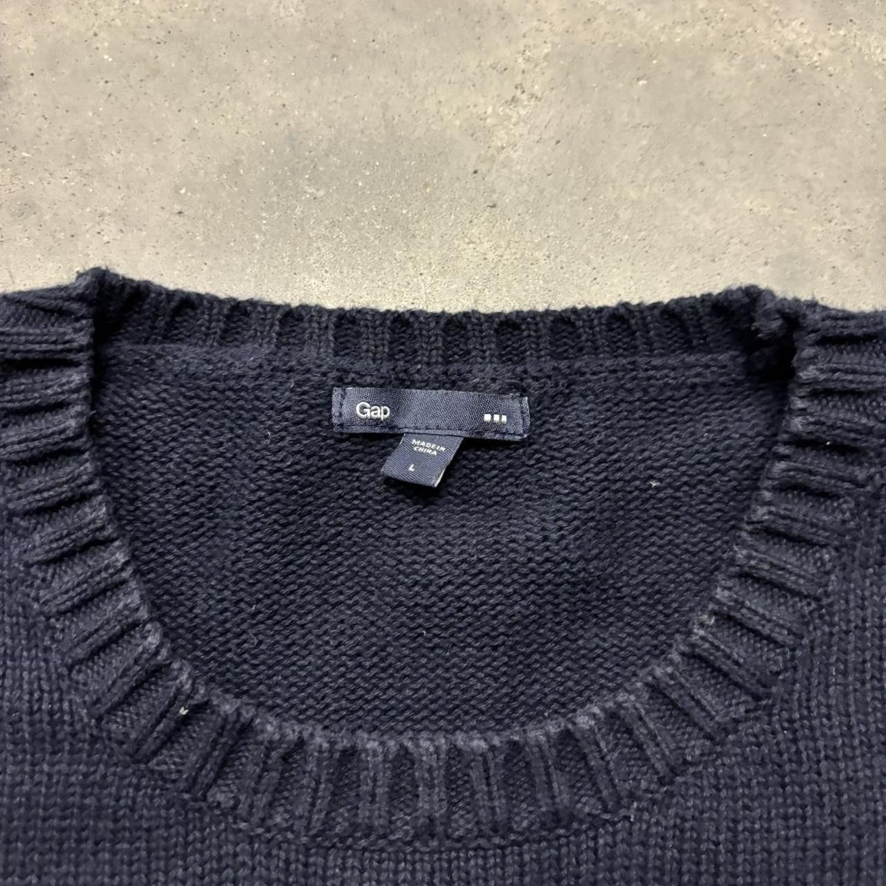 Japanese Brand × Vintage Crazy Vintage Y2K/2000s Light Blue & Navy Blue Two Tone Striped Sweater! Size US L / EU 52-54 / 3 - 4 Thumbnail