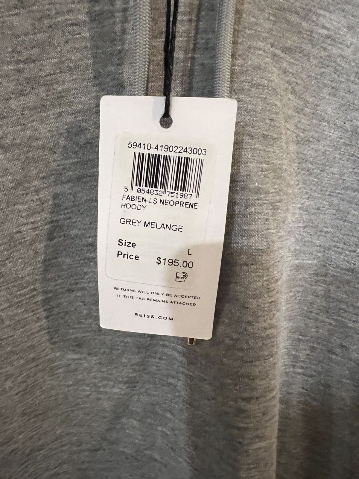 Reiss Reiss Fabien Premium Interlock Hoodie Grey Melange Size L Size US L / EU 52-54 / 3 - 4 Thumbnail