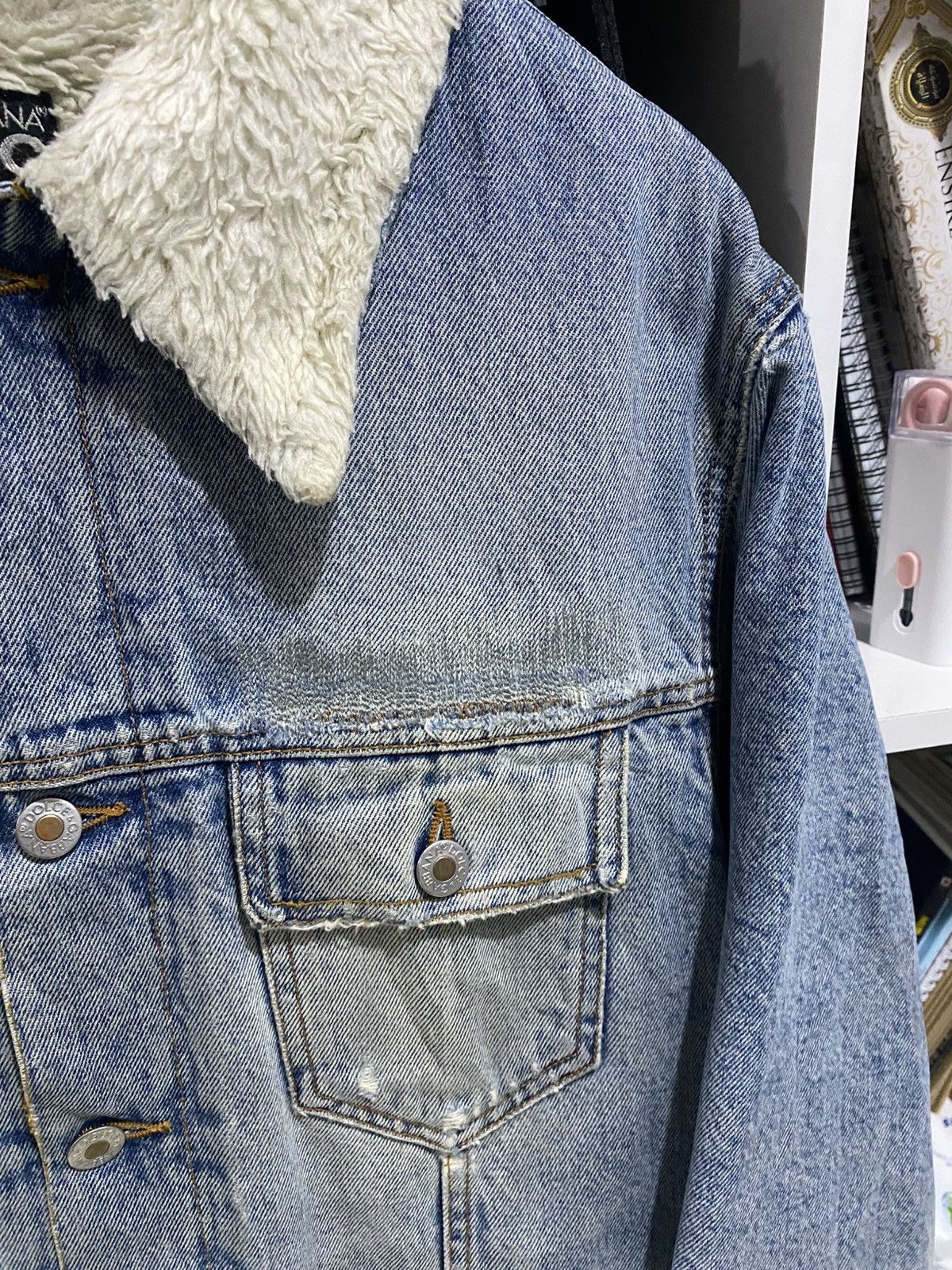 Dolce & Gabbana Vtg Dolce & Gabbana Denim Lining Sherpa Jacket Distressed Size US M / EU 48-50 / 2 - 6 Thumbnail