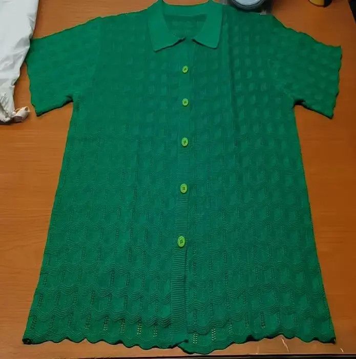 Japanese Brand × Vintage Leisure shirt sleeve button knitted shirt men Size US XL / EU 56 / 4 - 3 Thumbnail