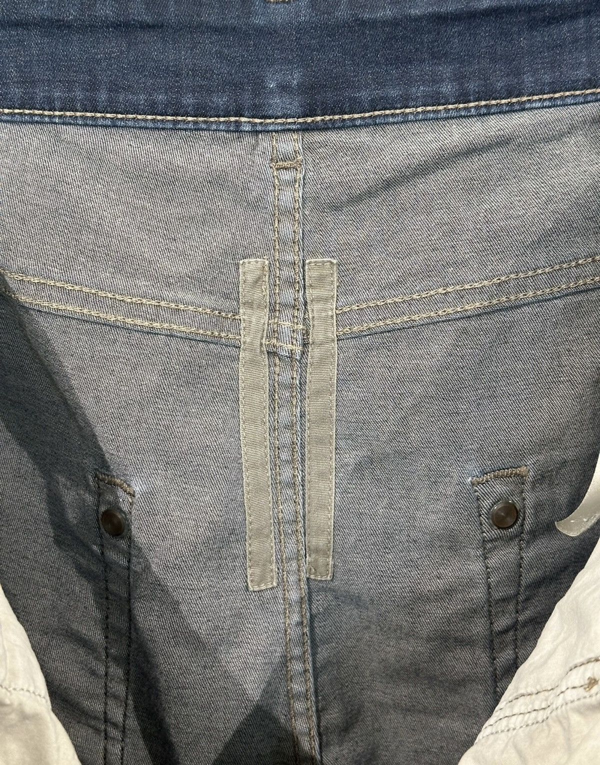 Rick Owens Rick Owens Waxed Canvas & Denim Patchwork Cropped Pants Size US 33 - 8 Thumbnail