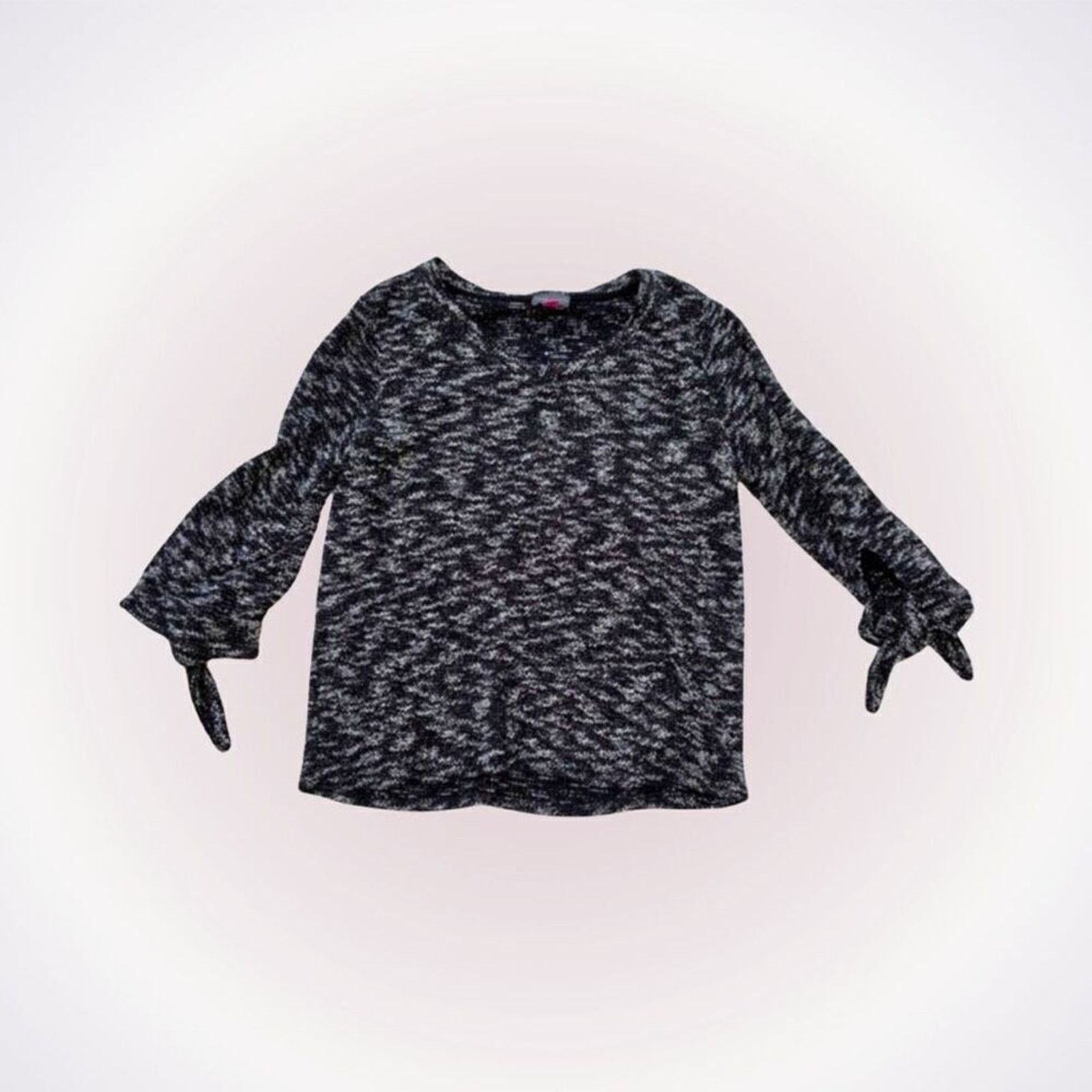 Vince Camuto Vince Camuto Black and White Knit Tie-Sleeve Blouse | Sz S Size S / US 4 / IT 40 - 1 Thumbnail