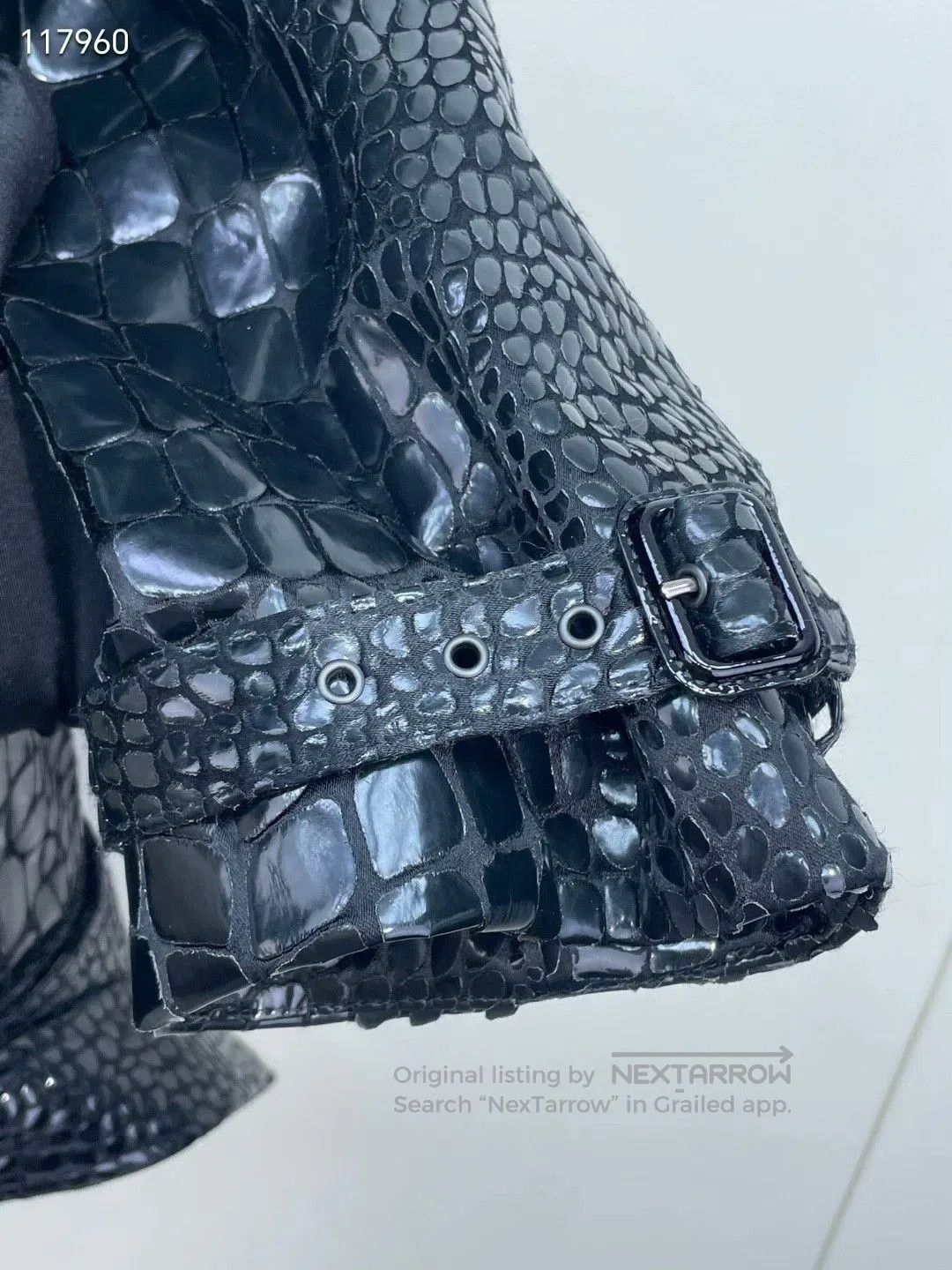 Saint Laurent Paris Saint Laurent FW22 Black Croc Leather Jacket. Size XS / US 0-2 / IT 36-38 - 3 Thumbnail