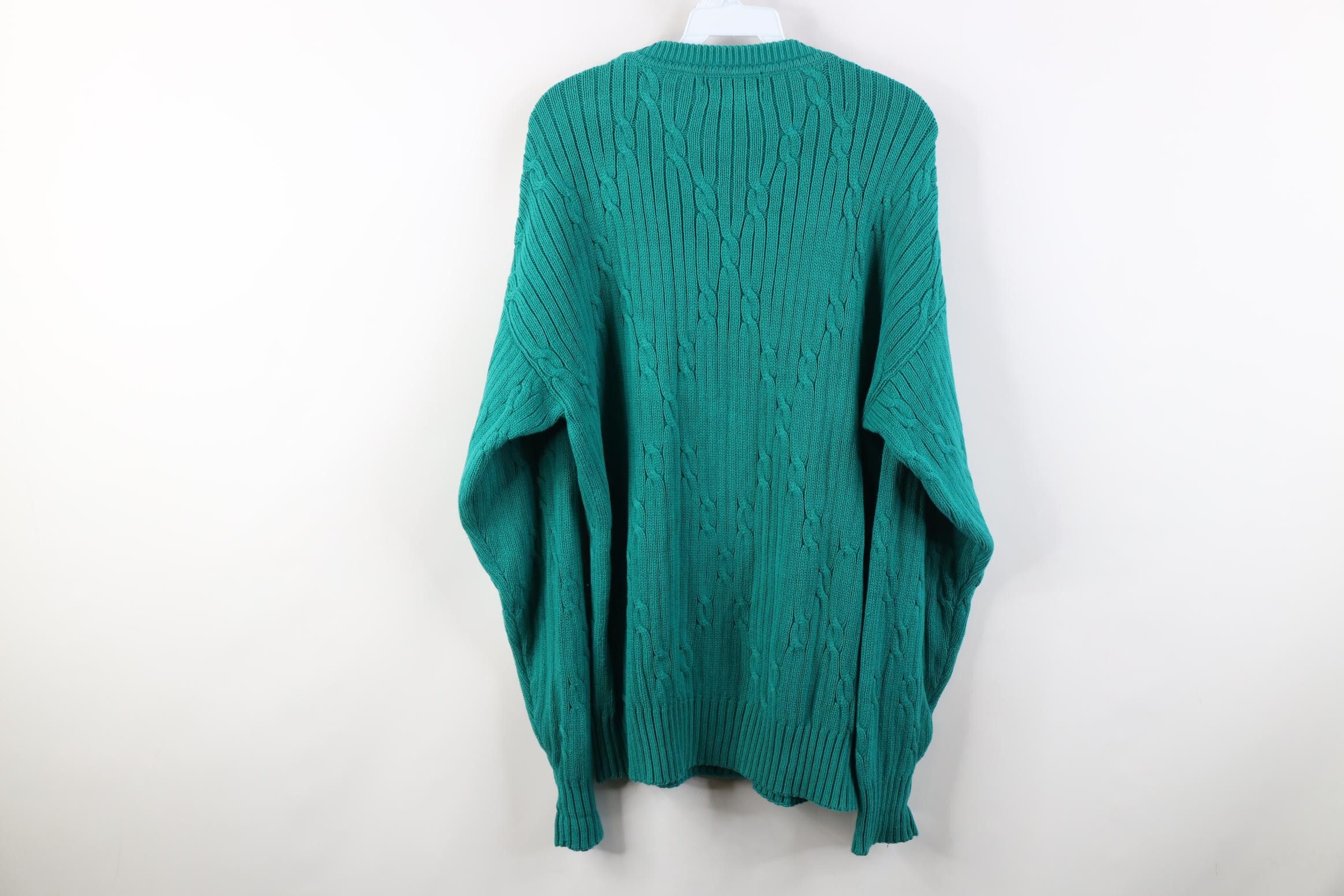 Vintage Vintage 90s Streetwear Chunky Cotton Knit Sweater Teal Size US L / EU 52-54 / 3 - 8 Thumbnail