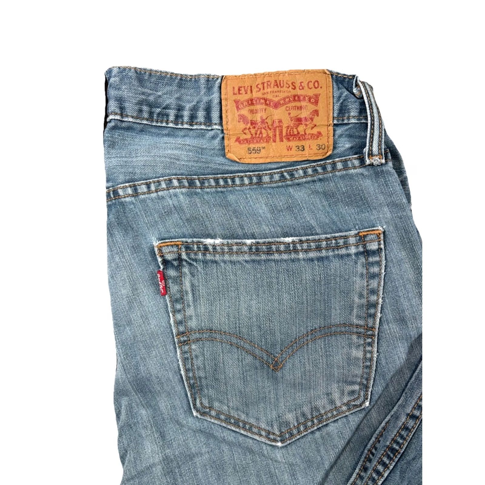 Levi's Levi's 559 Jeans Mens 33x30 Blue Straight Leg Relaxed Fit Medium Wash Distressed Size US 33 - 4 Thumbnail