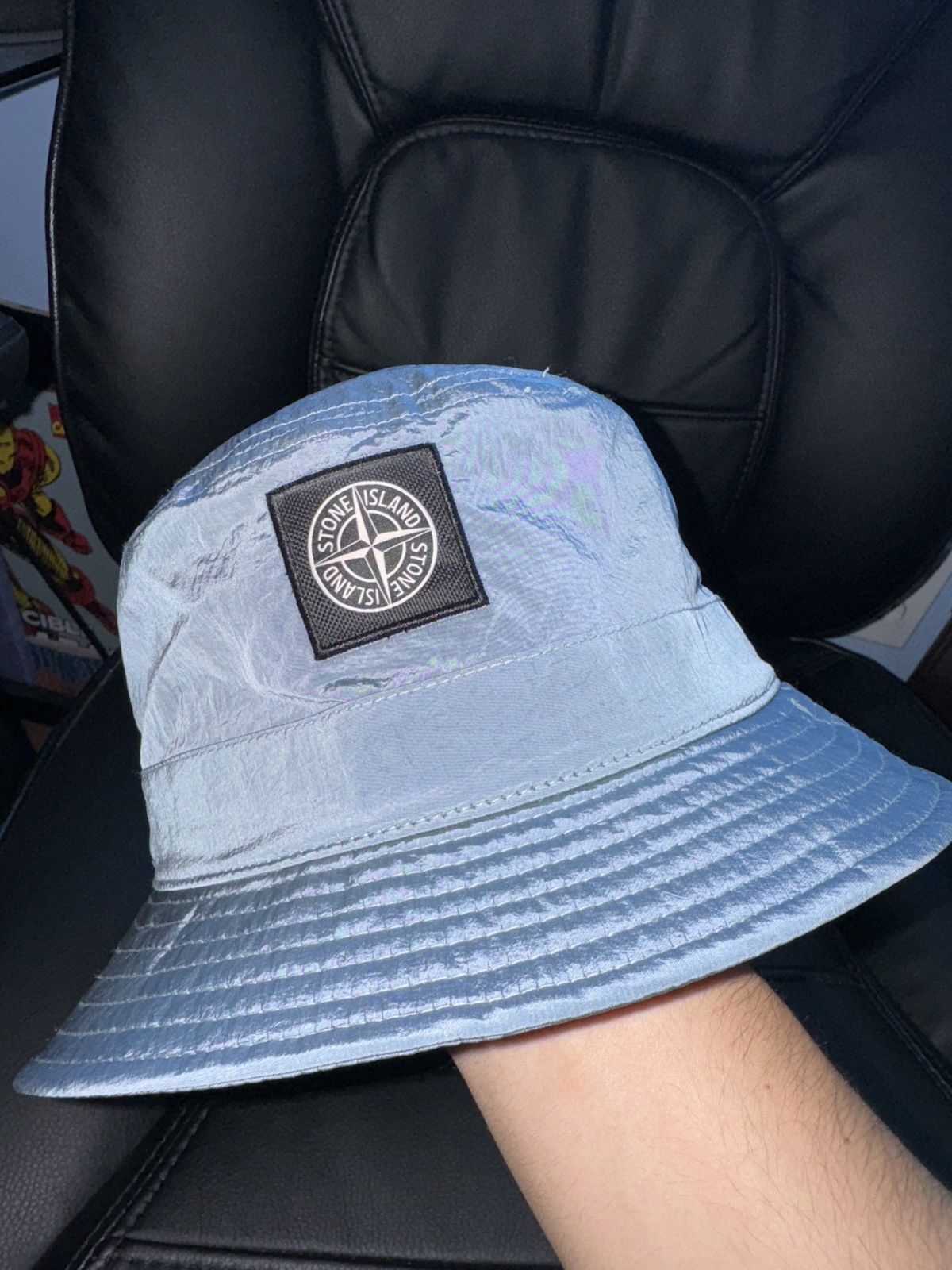 image of Stone Island Nylon Bucket Hat in Blue, Men's