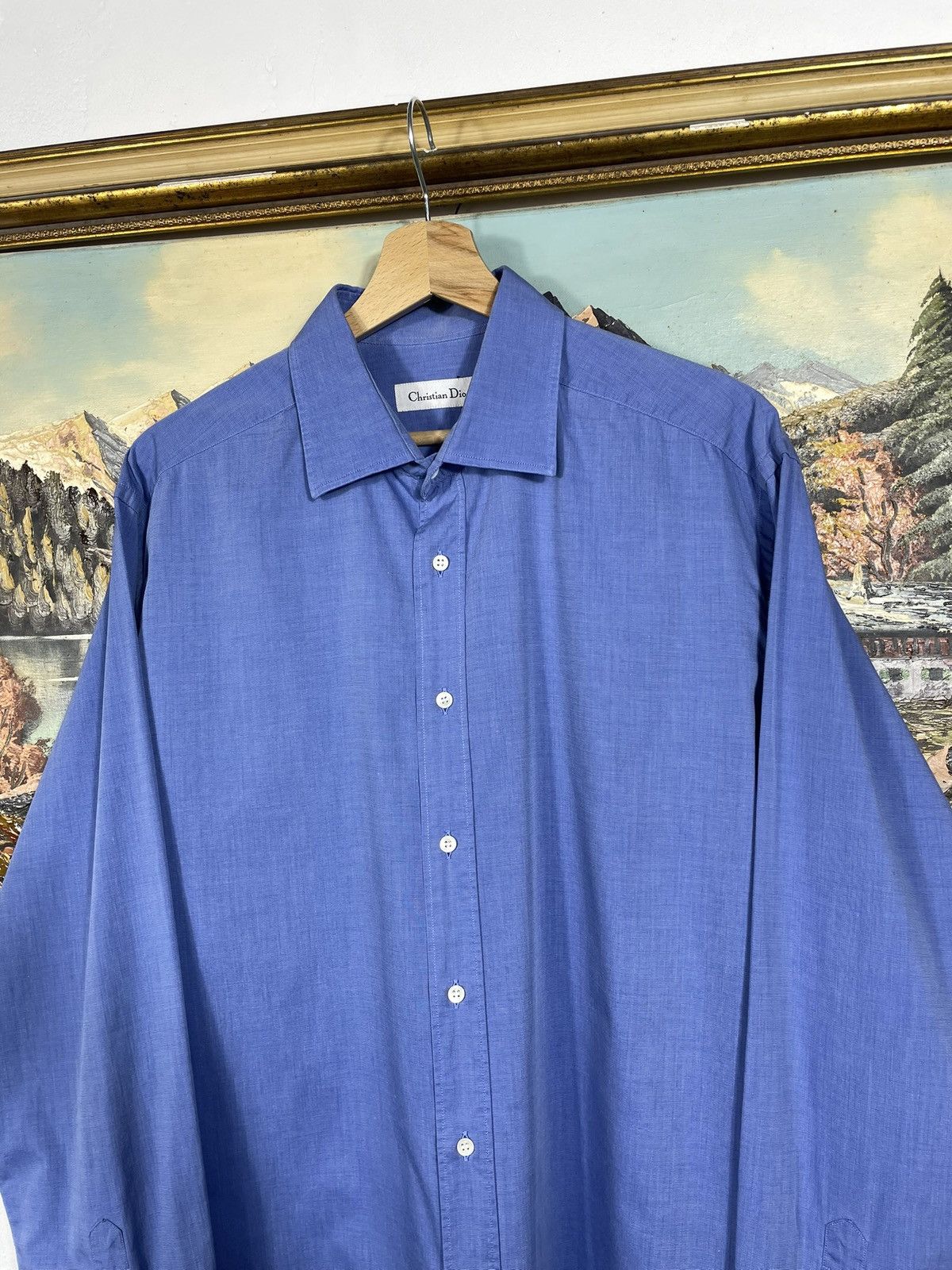 Christian Dior Monsieur Christian Dior Vintage Blue Button Ups Shirt Old Money Size US XL / EU 56 / 4 - 4 Thumbnail
