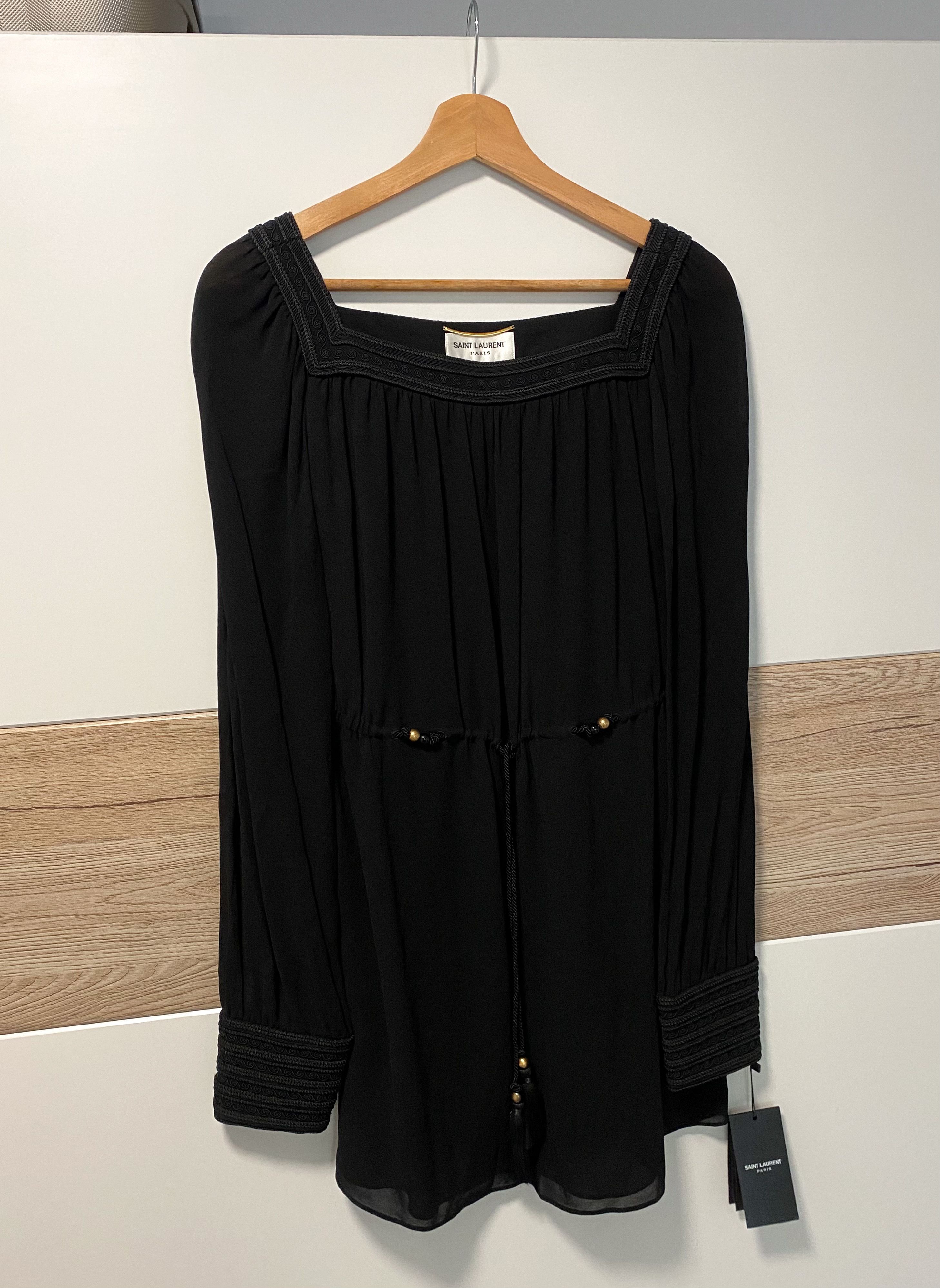 Saint Laurent Paris SAINT LAURENT 3690$ Embroidered Dress In Black Silk Crepe Size S / US 4 / IT 40 - 4 Thumbnail