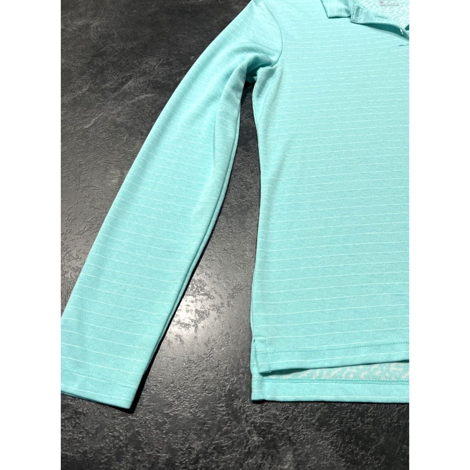 Nike Nike Dri-FIT Polo Shirt Womens M Aqua Green Stripe Long Sleeve Golf Shirt Size M / US 6-8 / IT 42-44 - 2 Thumbnail