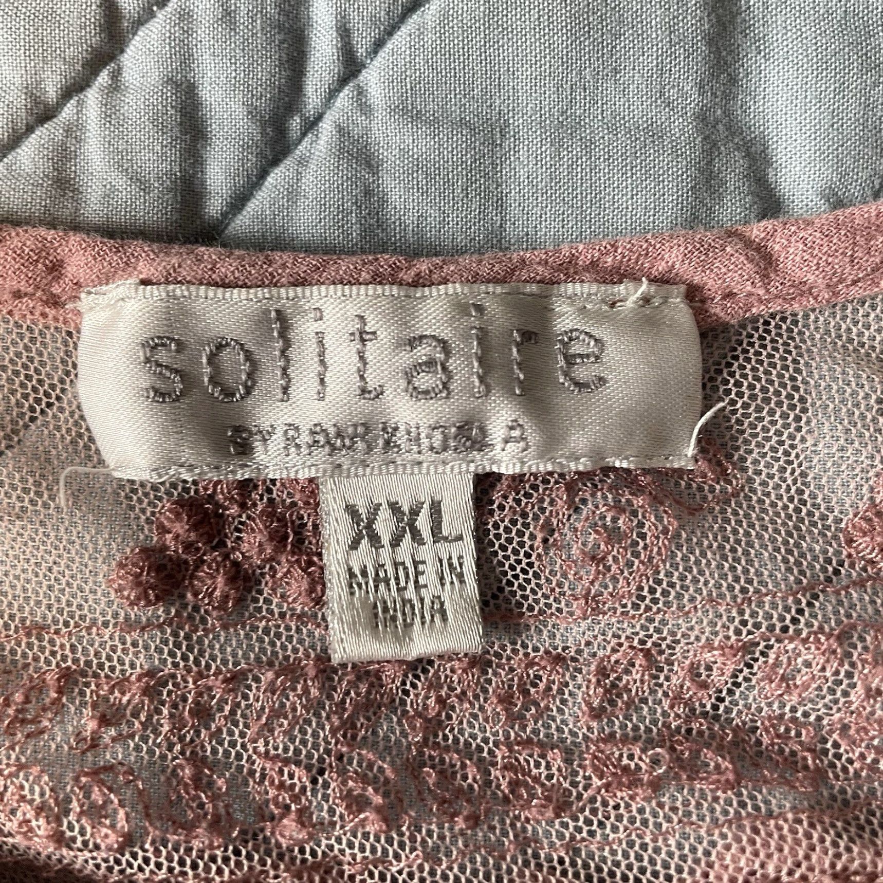 Pinko Solitaire Blouse Womens XXL Pink Embroidered Crochet Peasant Bohemian Flutter Sleeve V-Neck Rayon Regular 2XL Lace Margarine? Size XXL / US 16-18 / IT 52-54 - 5 Thumbnail