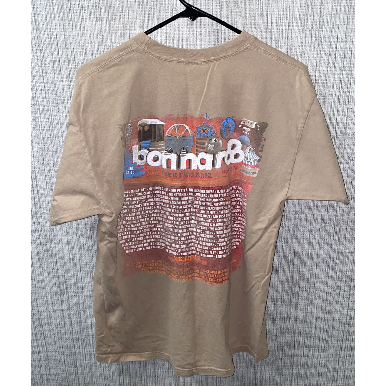 Vintage Men's T-Shirt Size Large Beige Bonnar Music Festival Cotton Short Sleeve Size US L / EU 52-54 / 3 - 3 Thumbnail