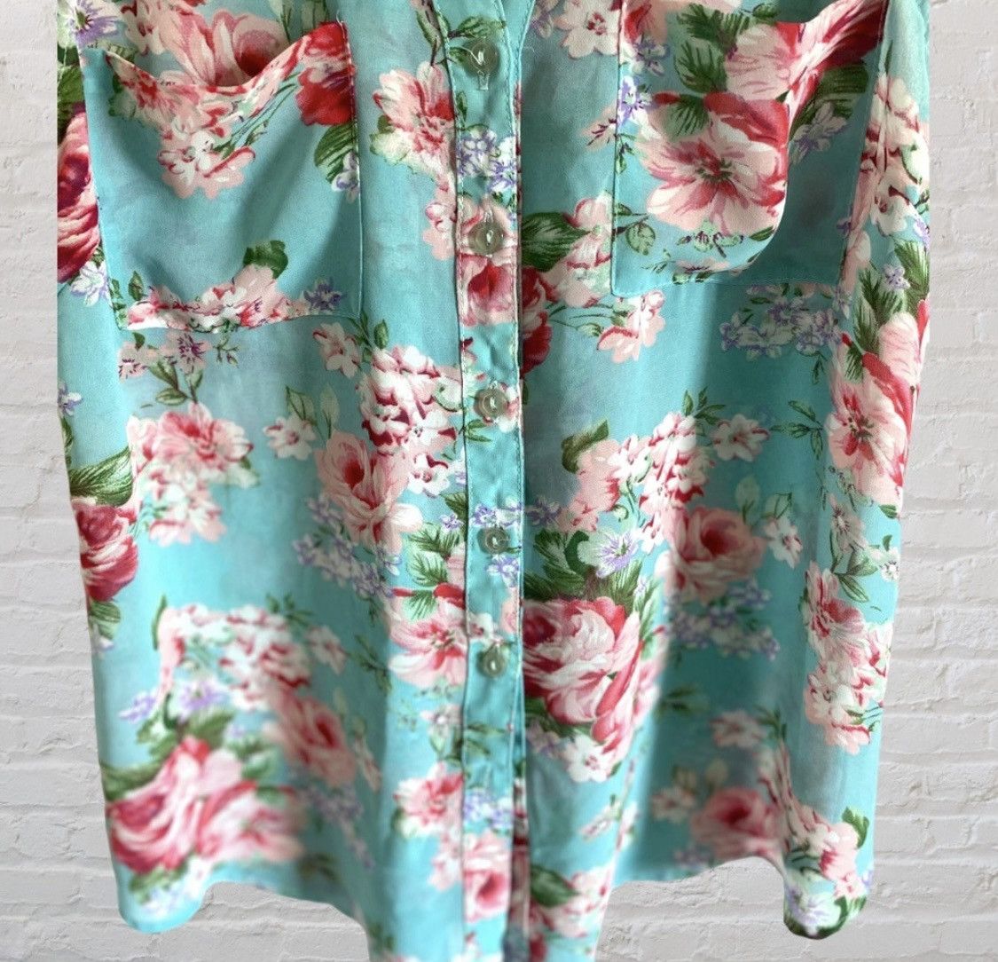 Other WET SEAL FLORAL SLEEVELESS BUTTON UP BLOUSE TANK TOP Size L / US 10 / IT 46 - 6 Thumbnail